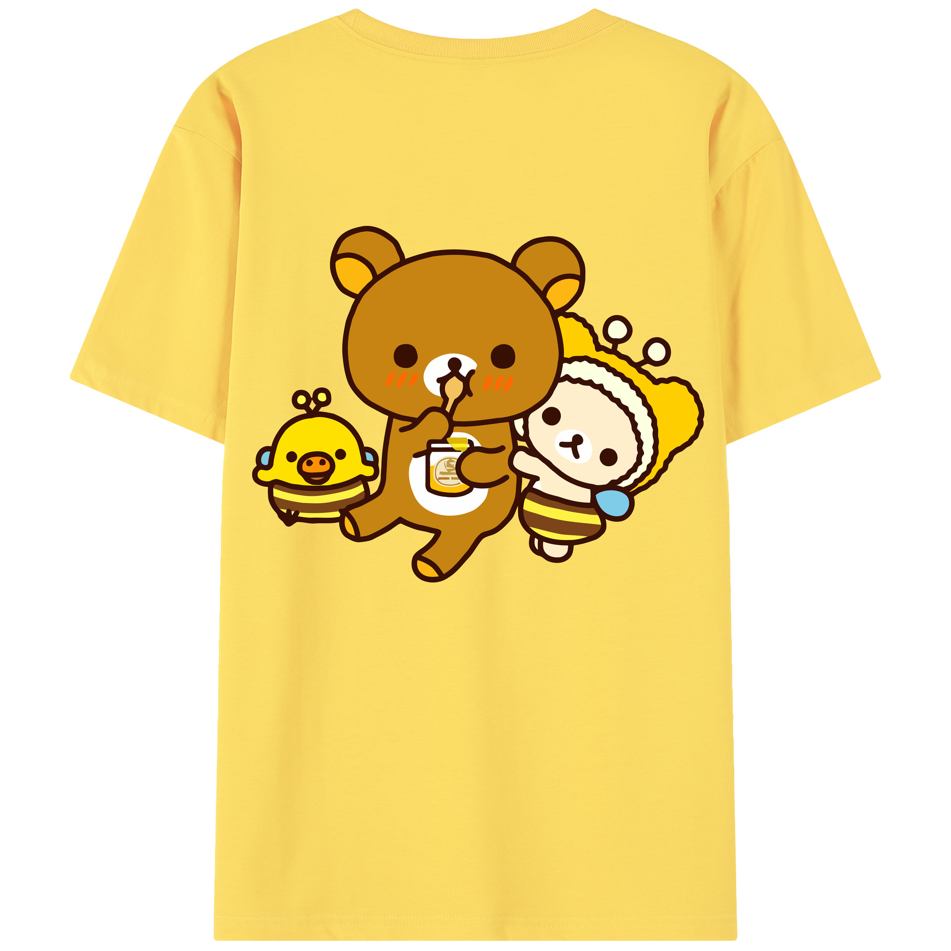 （画像用） リラックマ リラックマ キイロイトリ Rilakkuma Korilakkuma Kiiroitori 綿100％半袖Tシャツ（背面プリント）