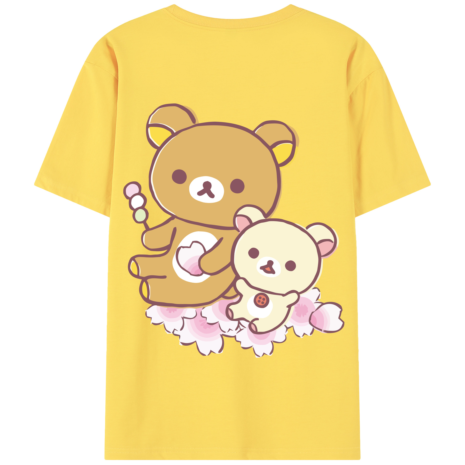 （画像用） リラックマ リラックマ キイロイトリ Rilakkuma Korilakkuma Kiiroitori 綿100％半袖Tシャツ（背面プリント）