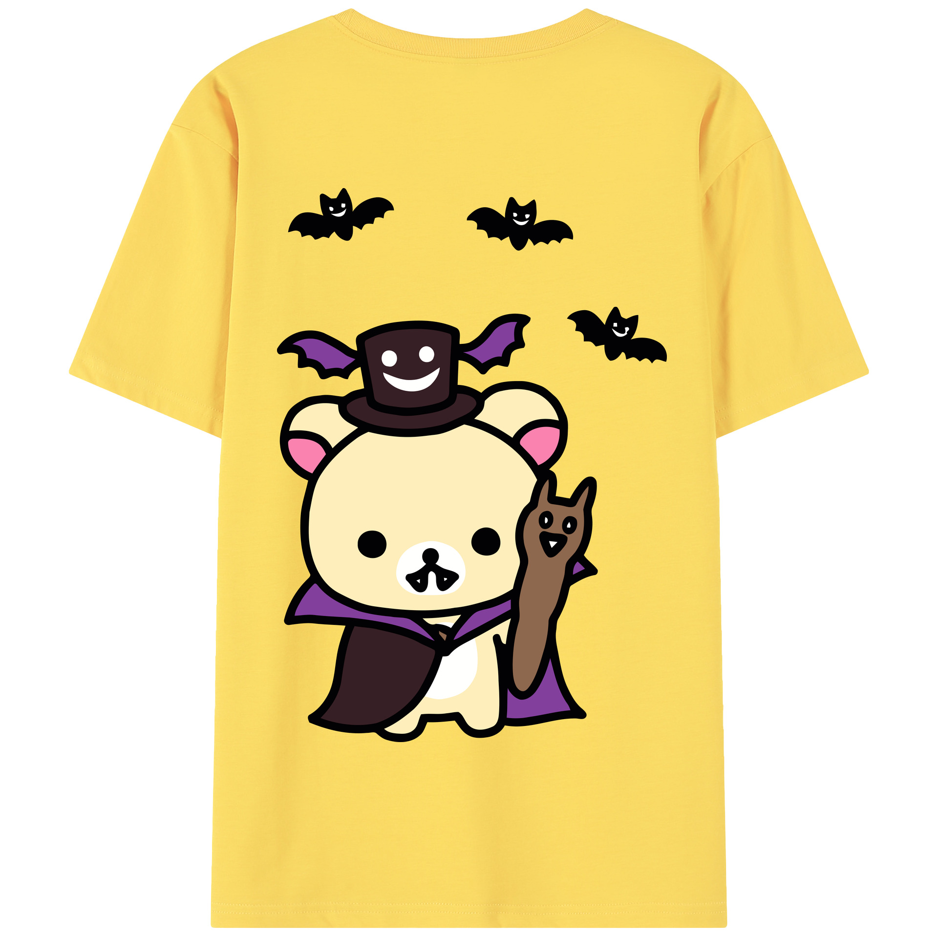 （画像用） リラックマ リラックマ キイロイトリ Rilakkuma Korilakkuma Kiiroitori 綿100％半袖Tシャツ（背面プリント）