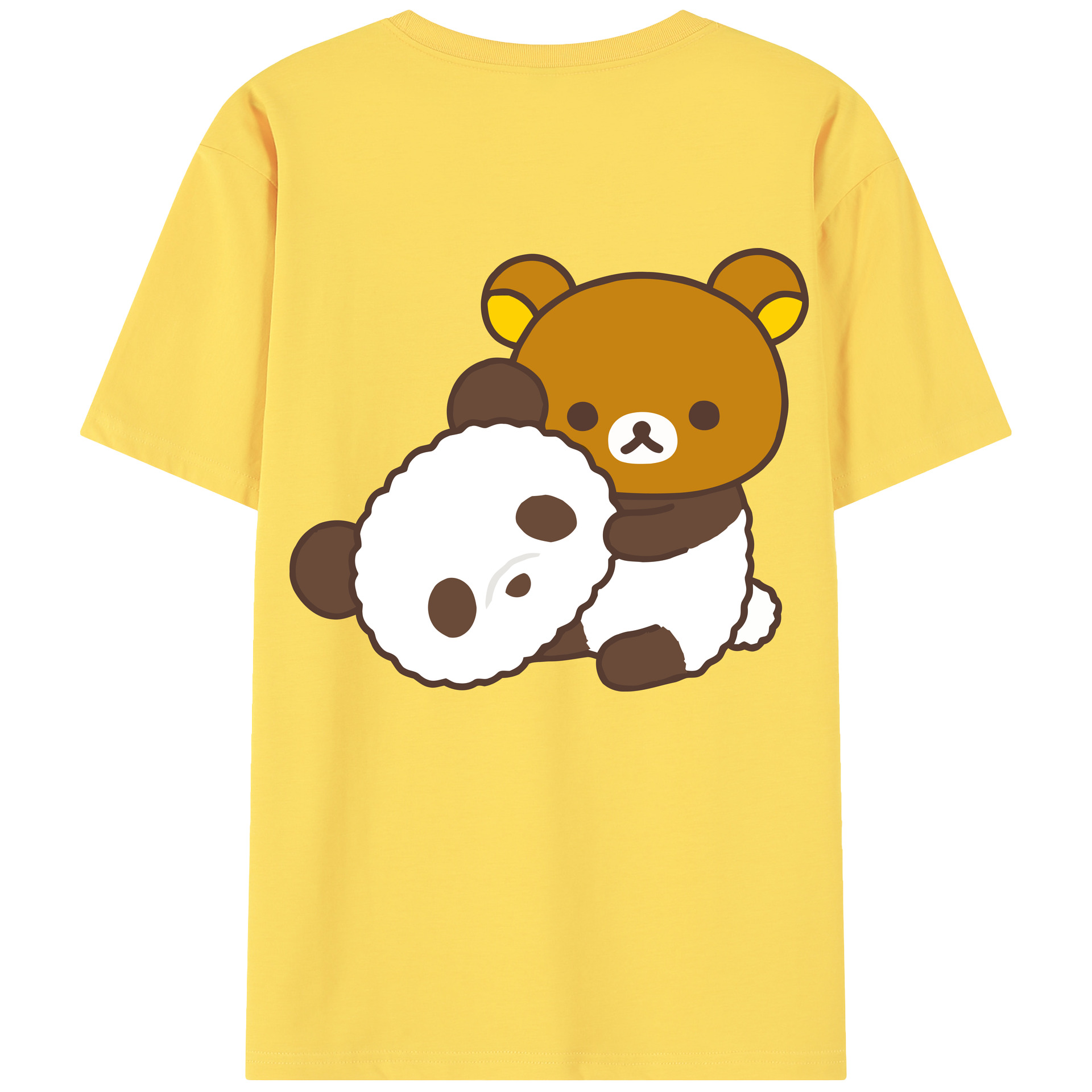 （画像用） リラックマ リラックマ キイロイトリ Rilakkuma Korilakkuma Kiiroitori 綿100％半袖Tシャツ（背面プリント）