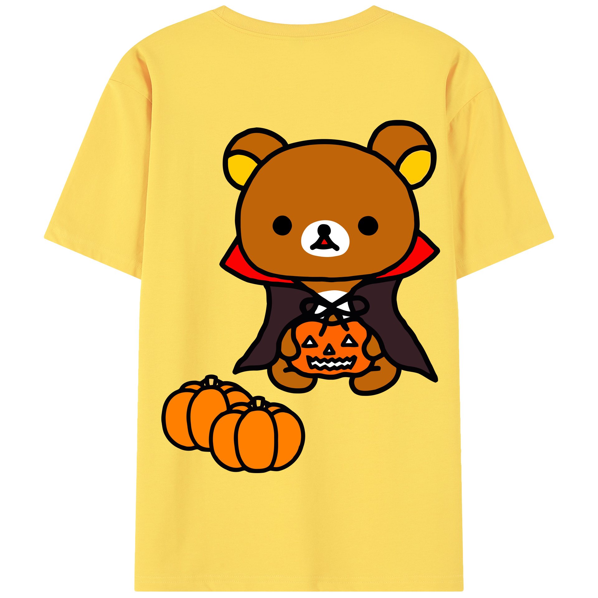 （画像用） リラックマ リラックマ キイロイトリ Rilakkuma Korilakkuma Kiiroitori 綿100％半袖Tシャツ（背面プリント）