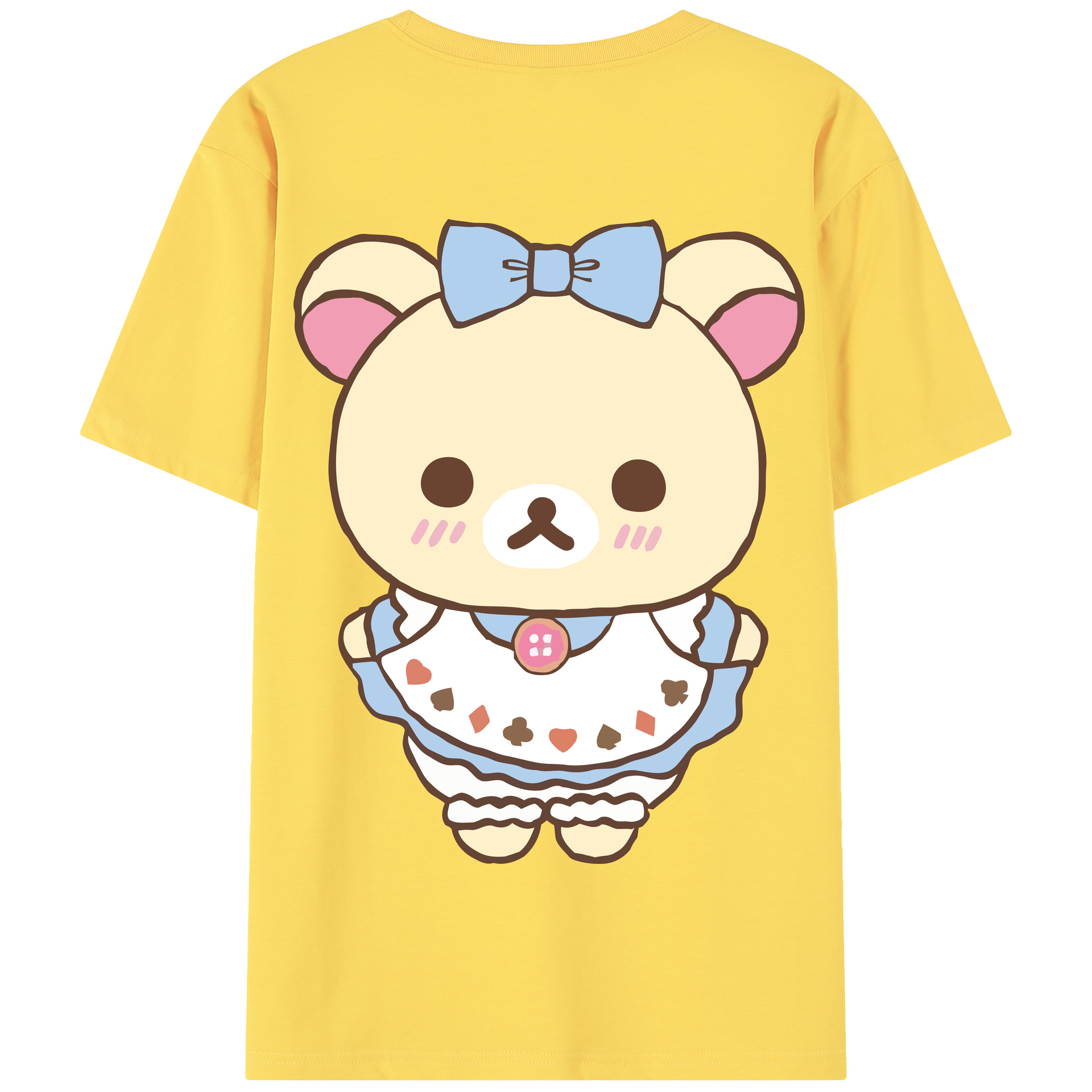 （画像用） リラックマ リラックマ キイロイトリ Rilakkuma Korilakkuma Kiiroitori 綿100％半袖Tシャツ（背面プリント）