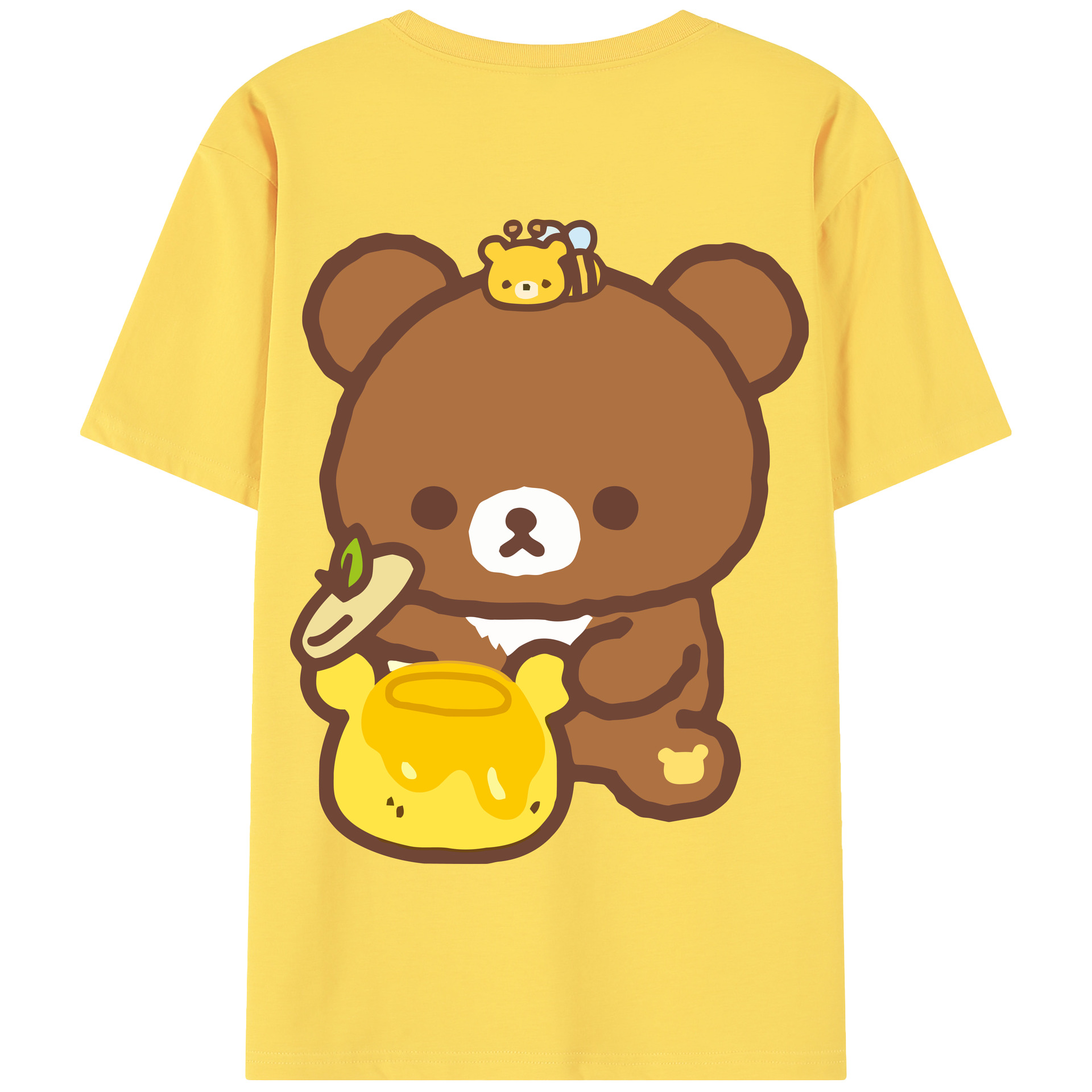 （画像用） リラックマ リラックマ キイロイトリ Rilakkuma Korilakkuma Kiiroitori 綿100％半袖Tシャツ（背面プリント）