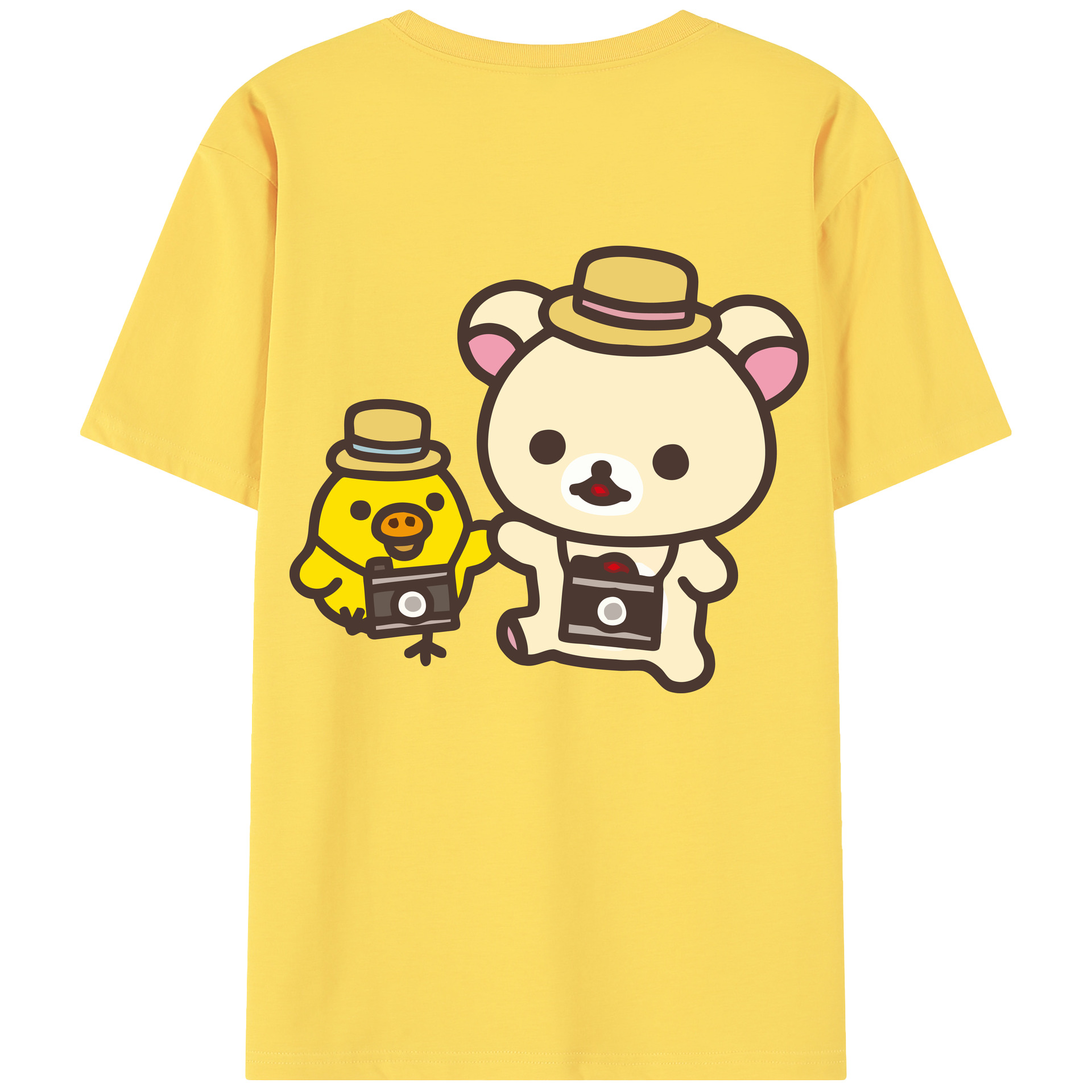 （画像用） リラックマ リラックマ キイロイトリ Rilakkuma Korilakkuma Kiiroitori 綿100％半袖Tシャツ（背面プリント）