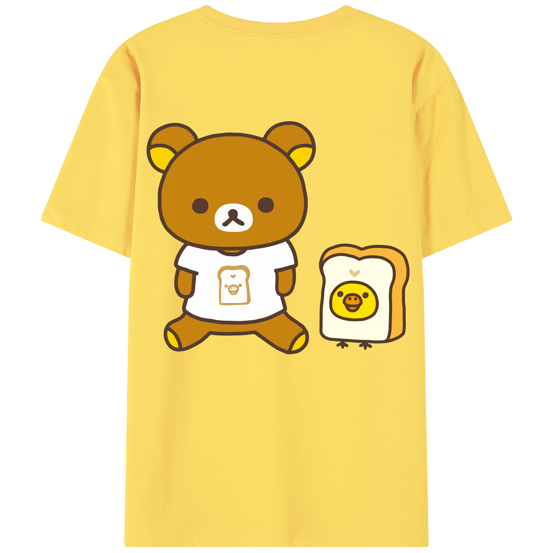 （画像用） リラックマ リラックマ キイロイトリ Rilakkuma Korilakkuma Kiiroitori 綿100％半袖Tシャツ（背面プリント）