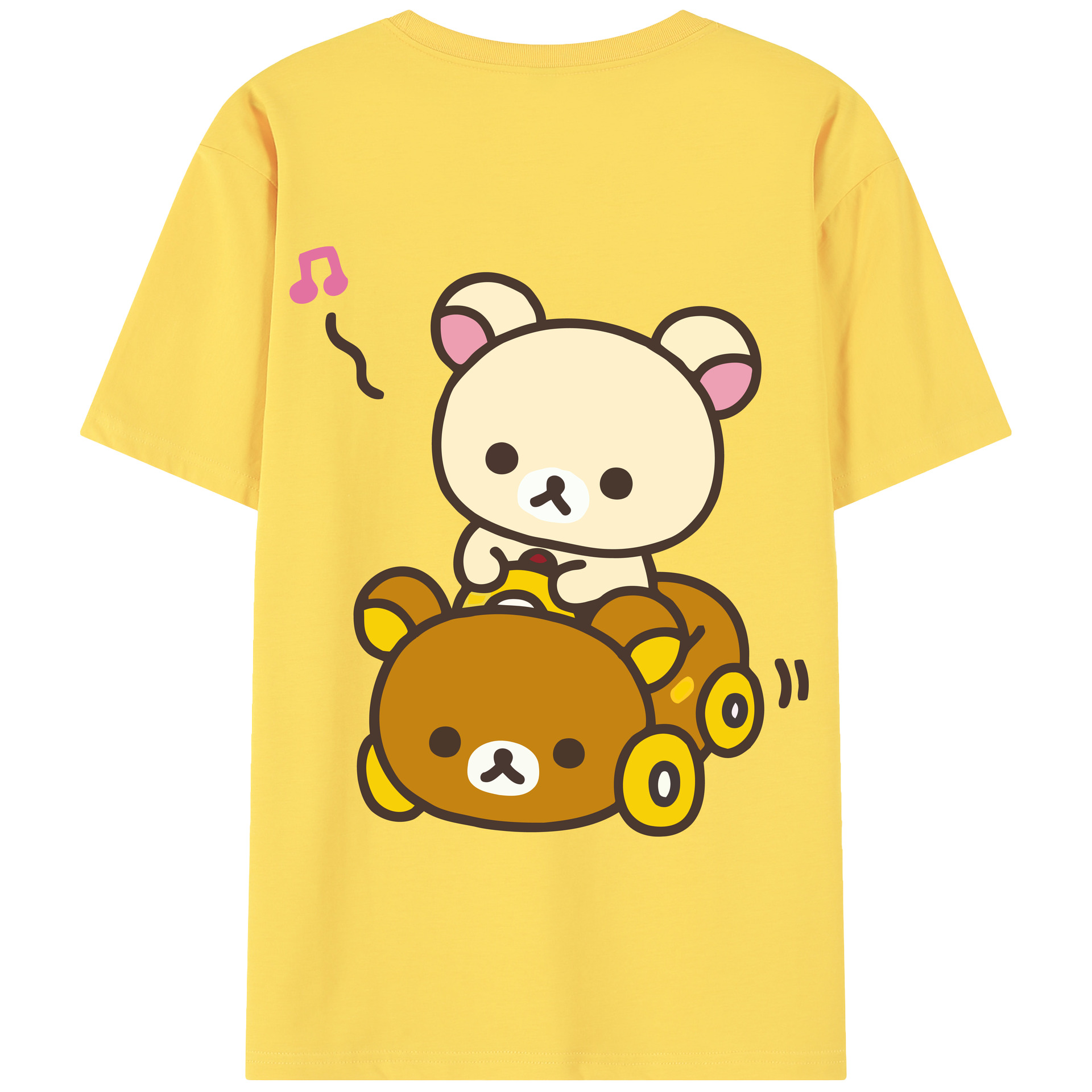 （画像用） リラックマ リラックマ キイロイトリ Rilakkuma Korilakkuma Kiiroitori 綿100％半袖Tシャツ（背面プリント）