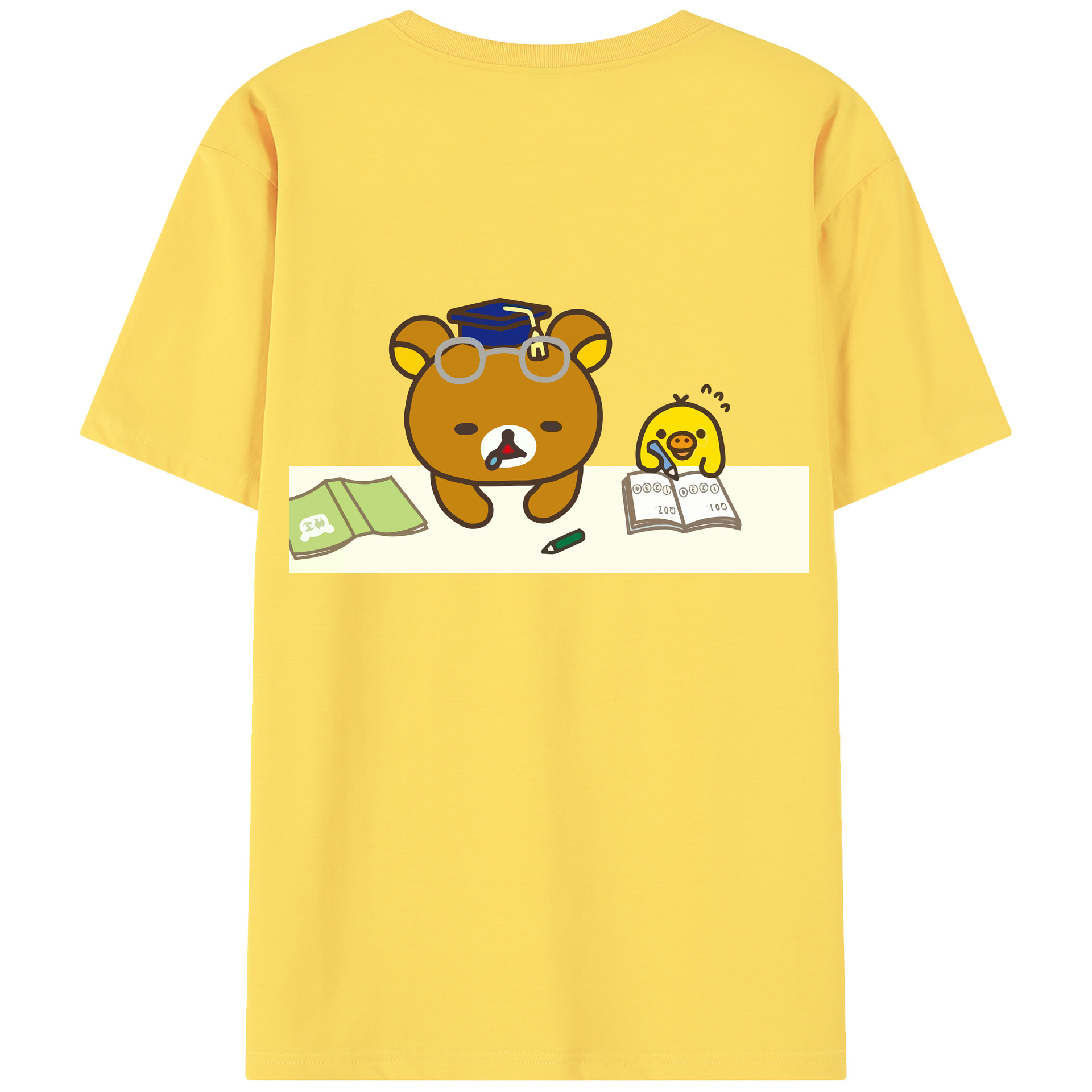 （画像用） リラックマ リラックマ キイロイトリ Rilakkuma Korilakkuma Kiiroitori 綿100％半袖Tシャツ（背面プリント）