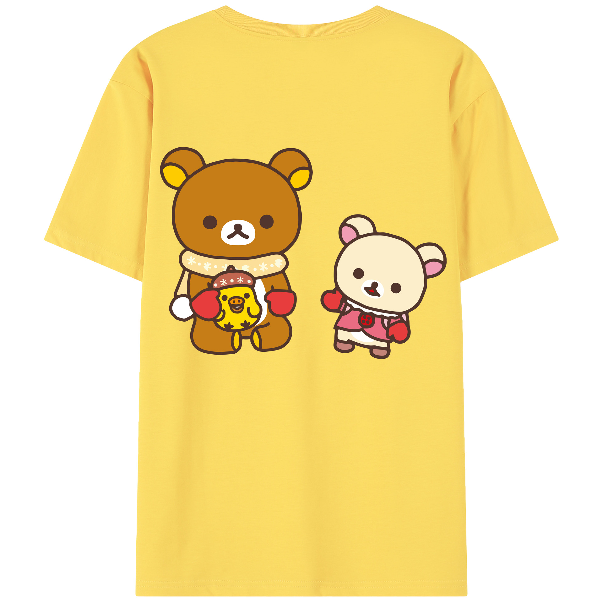 （画像用） リラックマ リラックマ キイロイトリ Rilakkuma Korilakkuma Kiiroitori 綿100％半袖Tシャツ（背面プリント）