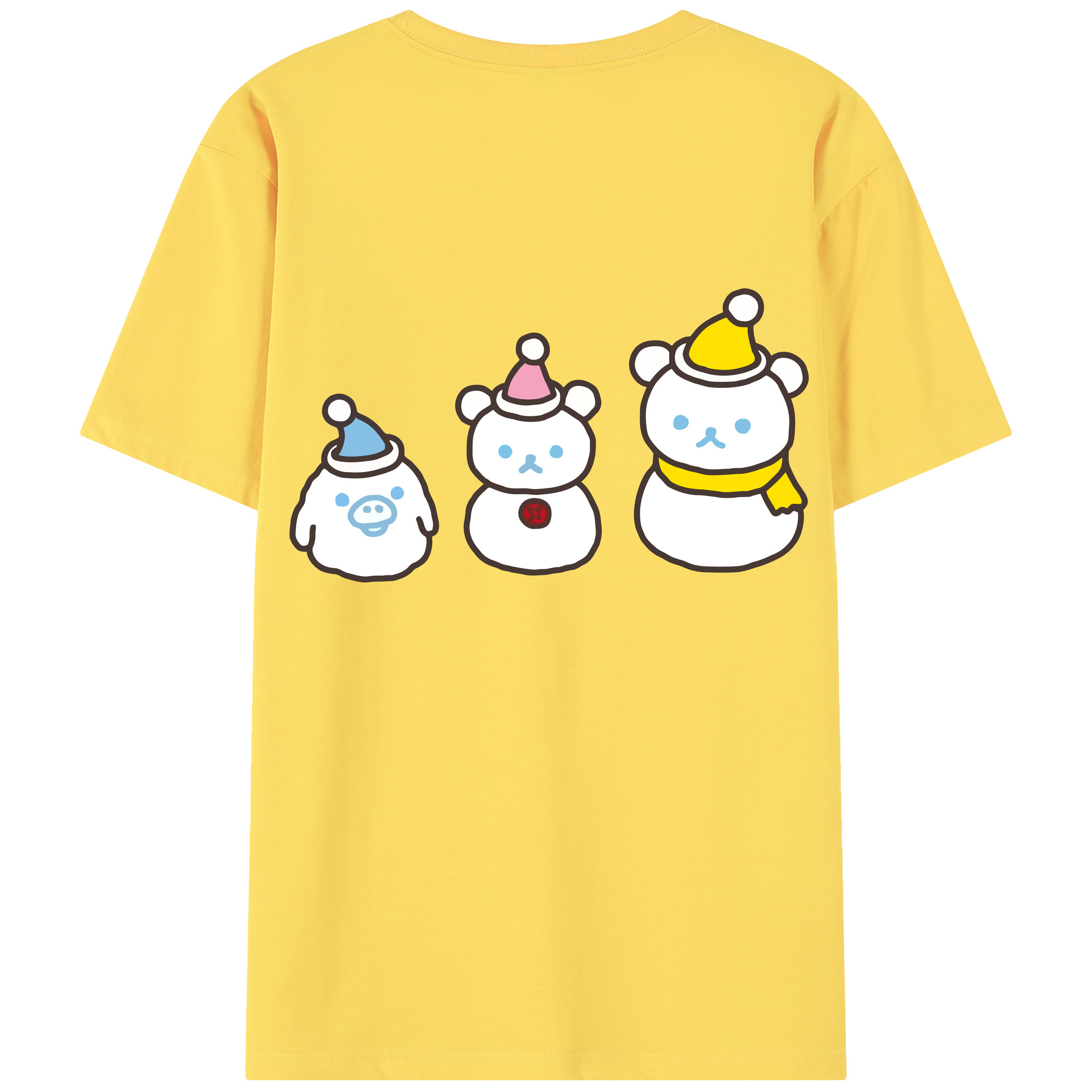 （画像用） リラックマ リラックマ キイロイトリ Rilakkuma Korilakkuma Kiiroitori 綿100％半袖Tシャツ（背面プリント）