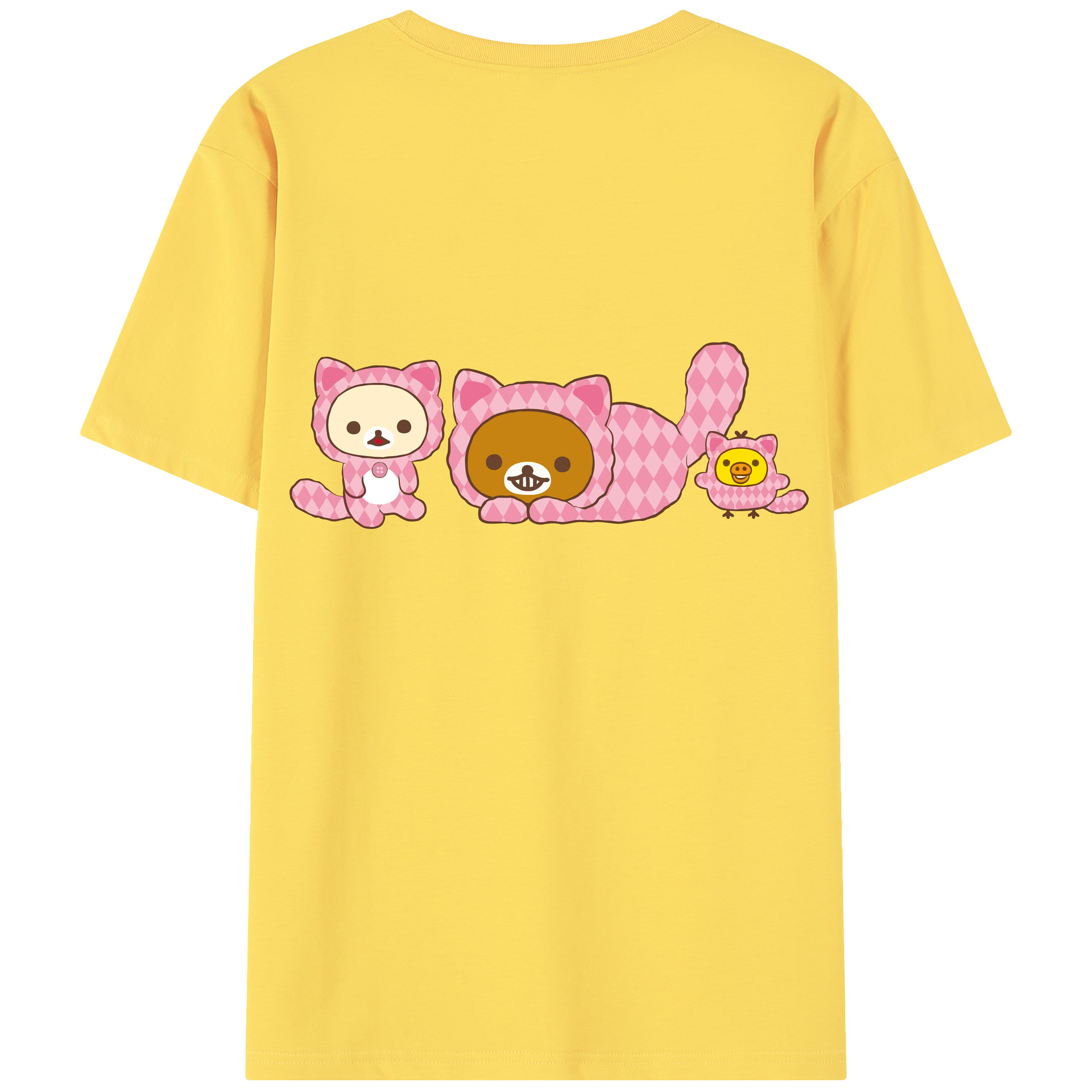 （画像用） リラックマ リラックマ キイロイトリ Rilakkuma Korilakkuma Kiiroitori 綿100％半袖Tシャツ（背面プリント）