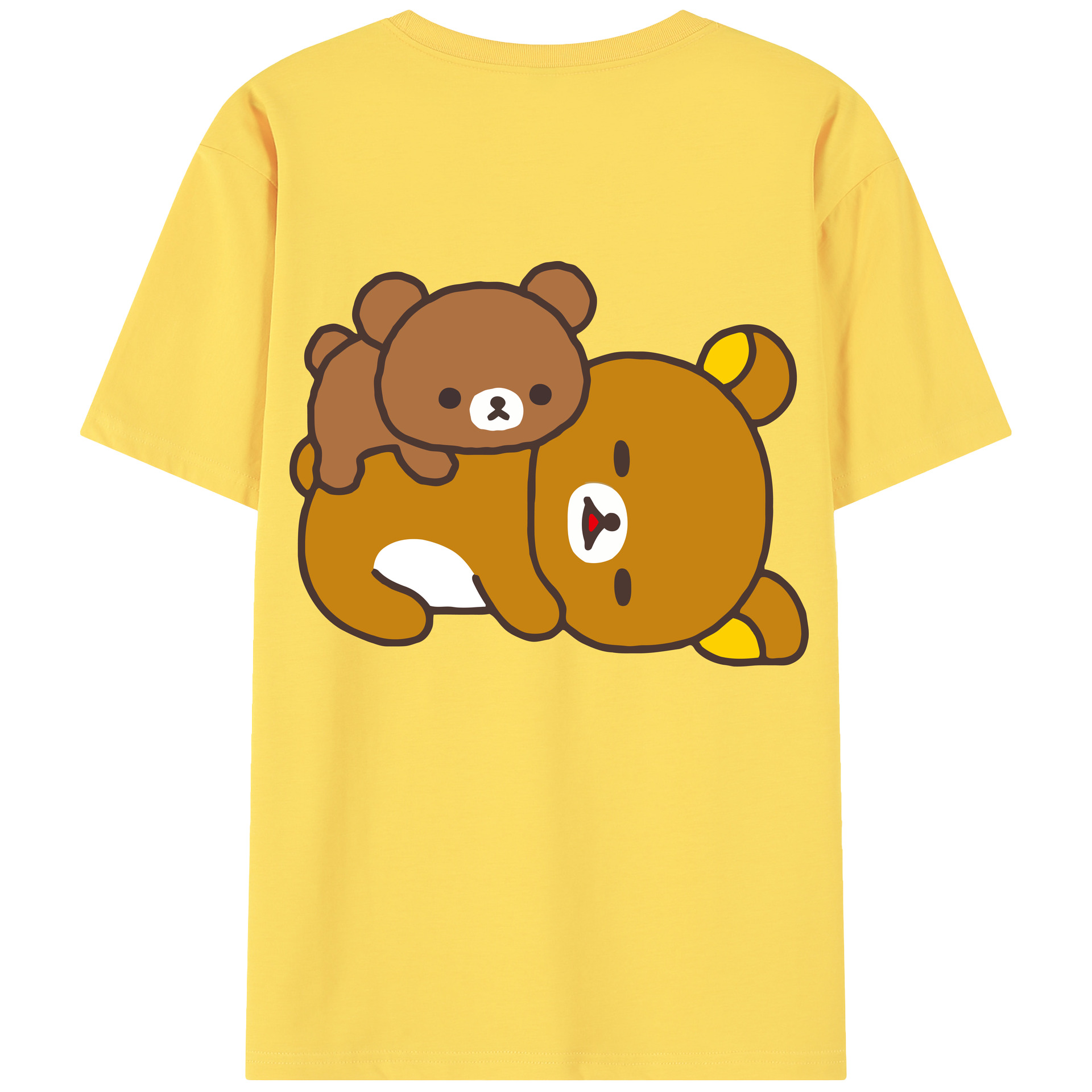（画像用） リラックマ リラックマ キイロイトリ Rilakkuma Korilakkuma Kiiroitori 綿100％半袖Tシャツ（背面プリント）
