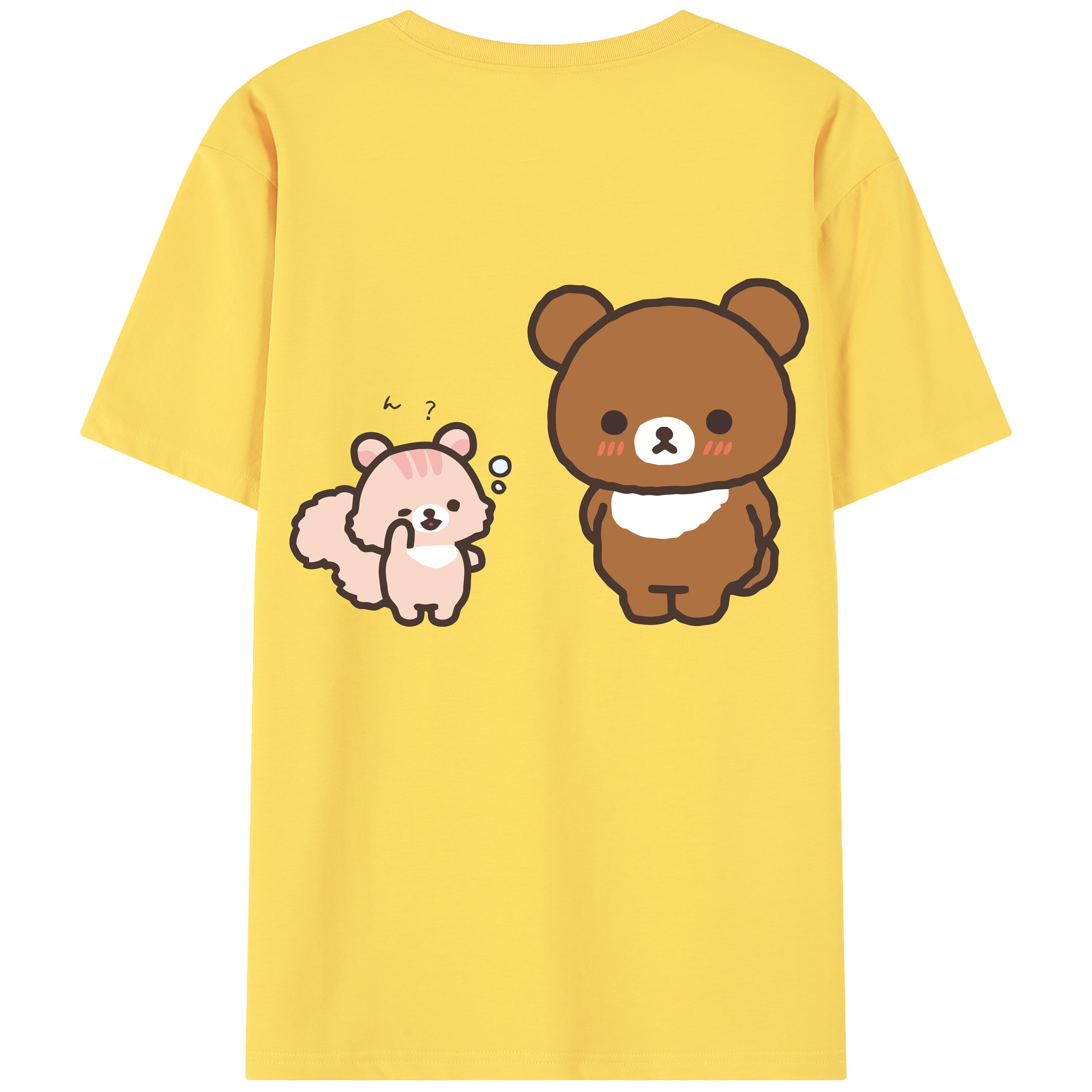 （画像用） リラックマ リラックマ キイロイトリ Rilakkuma Korilakkuma Kiiroitori 綿100％半袖Tシャツ（背面プリント）