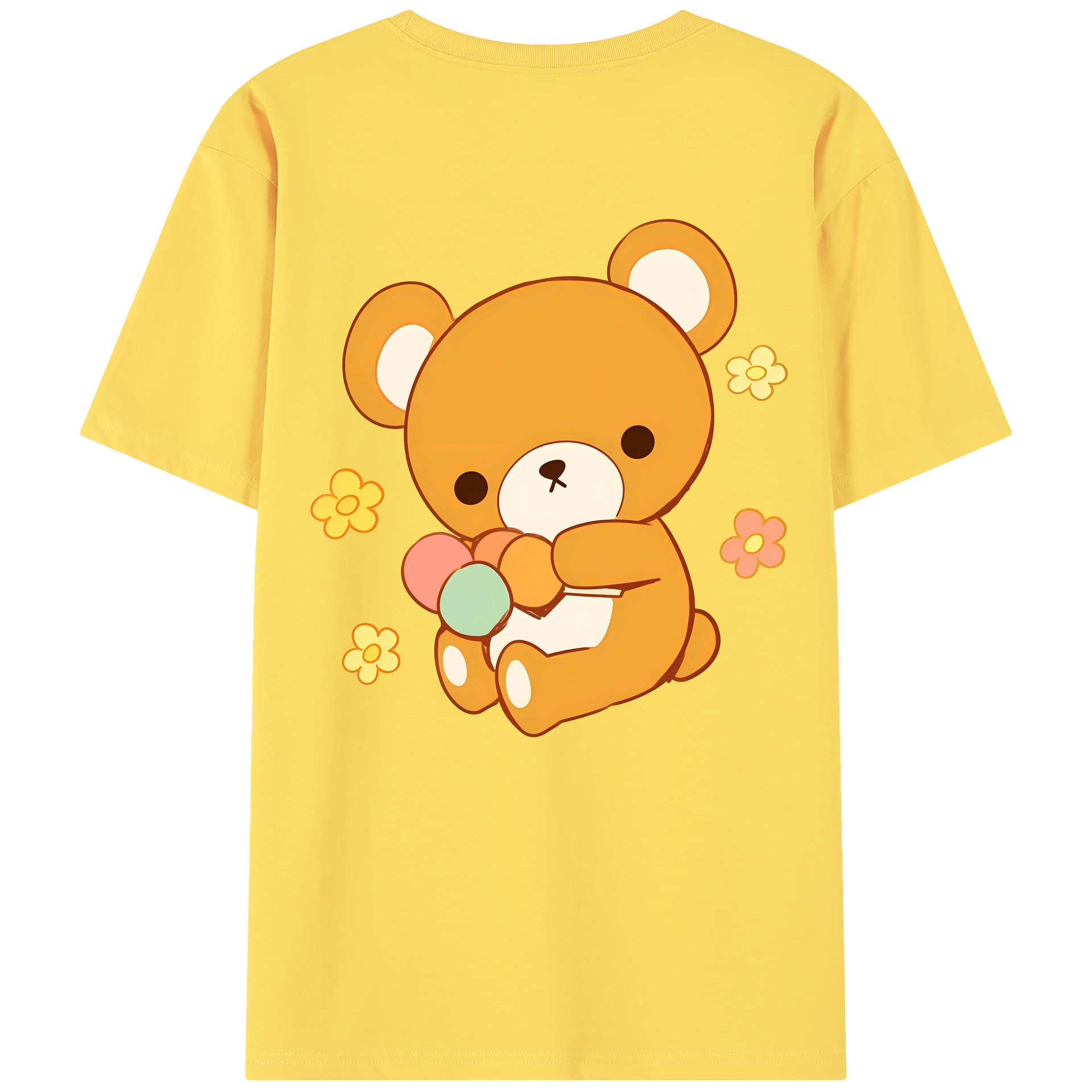 （画像用） リラックマ リラックマ キイロイトリ Rilakkuma Korilakkuma Kiiroitori 綿100％半袖Tシャツ（背面プリント）