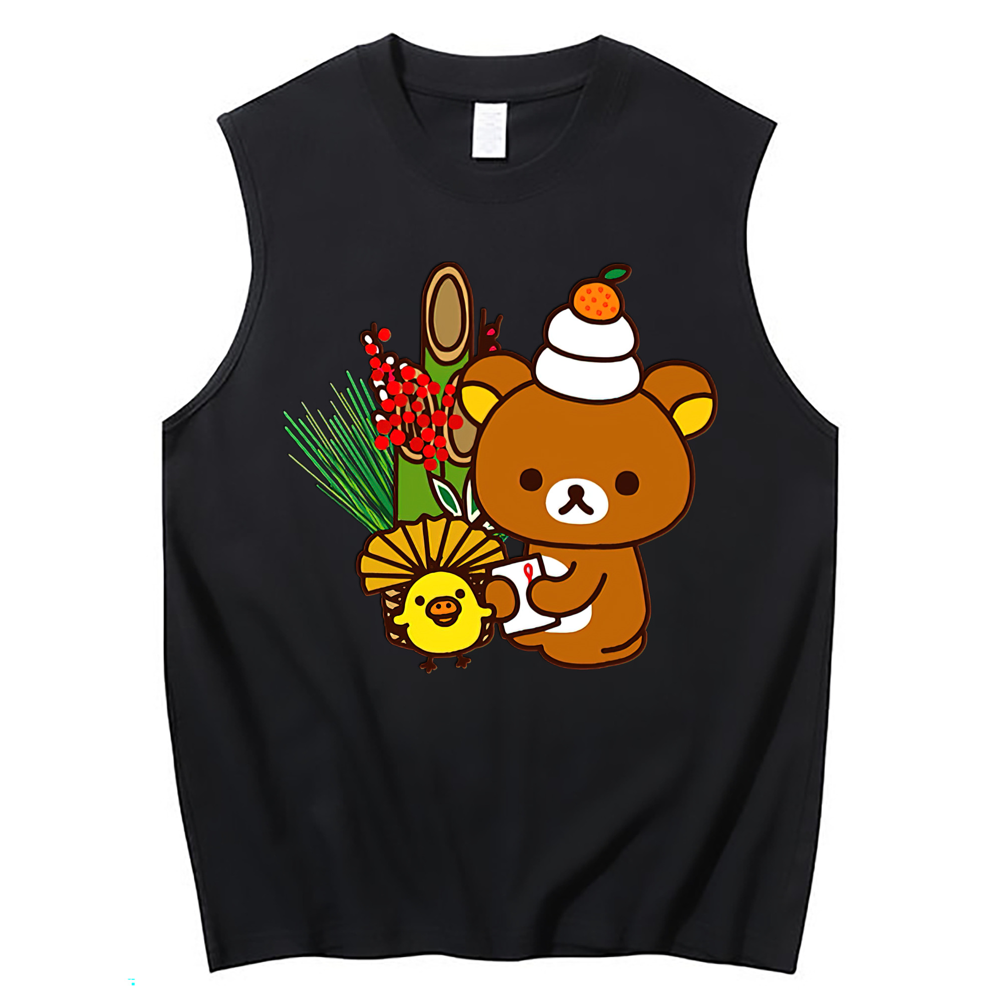 （画像用） リラックマ リラックマ キイロイトリ Rilakkuma Korilakkuma Kiiroitori コットン100％タンクトップ（フロントプリント）