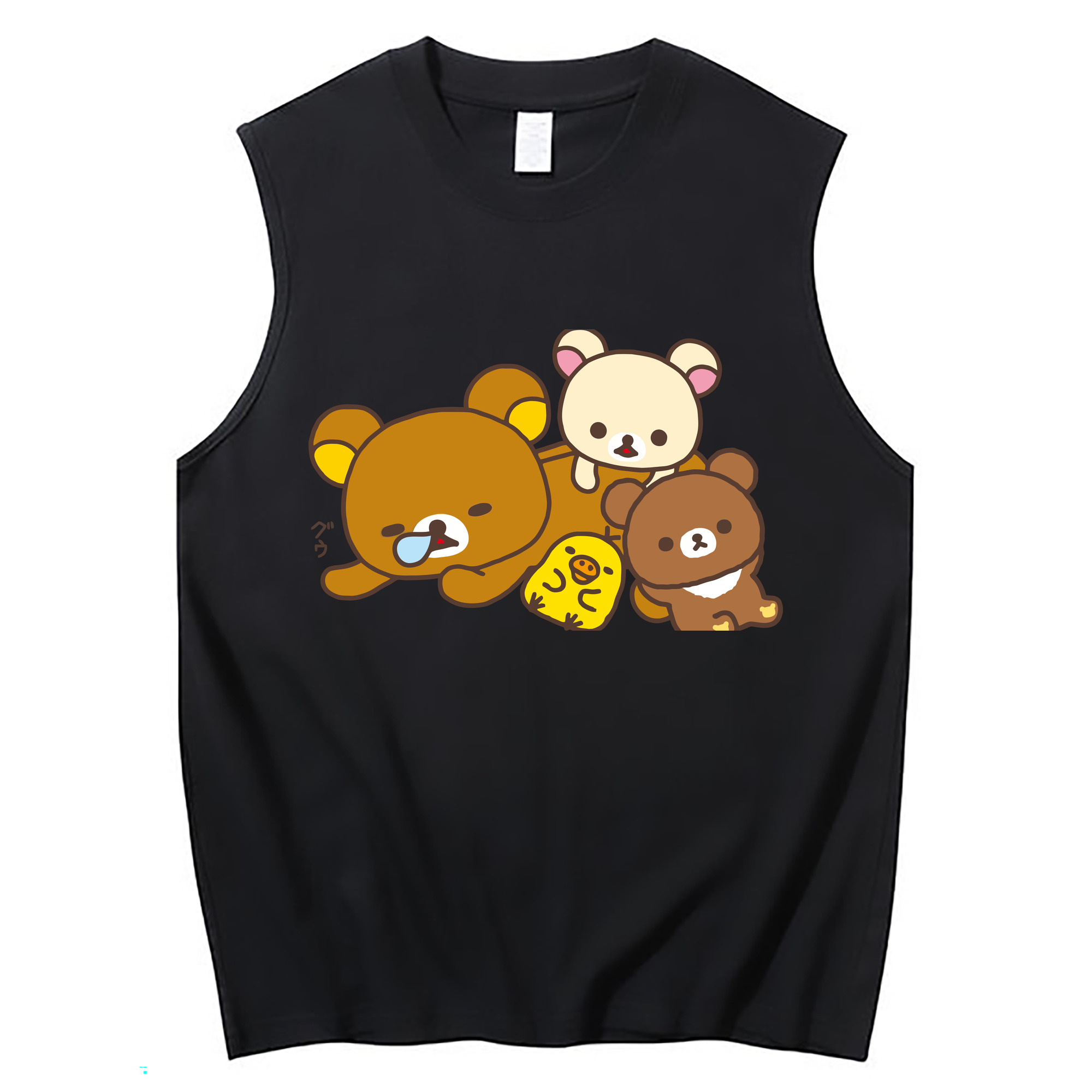 （画像用） リラックマ リラックマ キイロイトリ Rilakkuma Korilakkuma Kiiroitori コットン100％タンクトップ（フロントプリント）