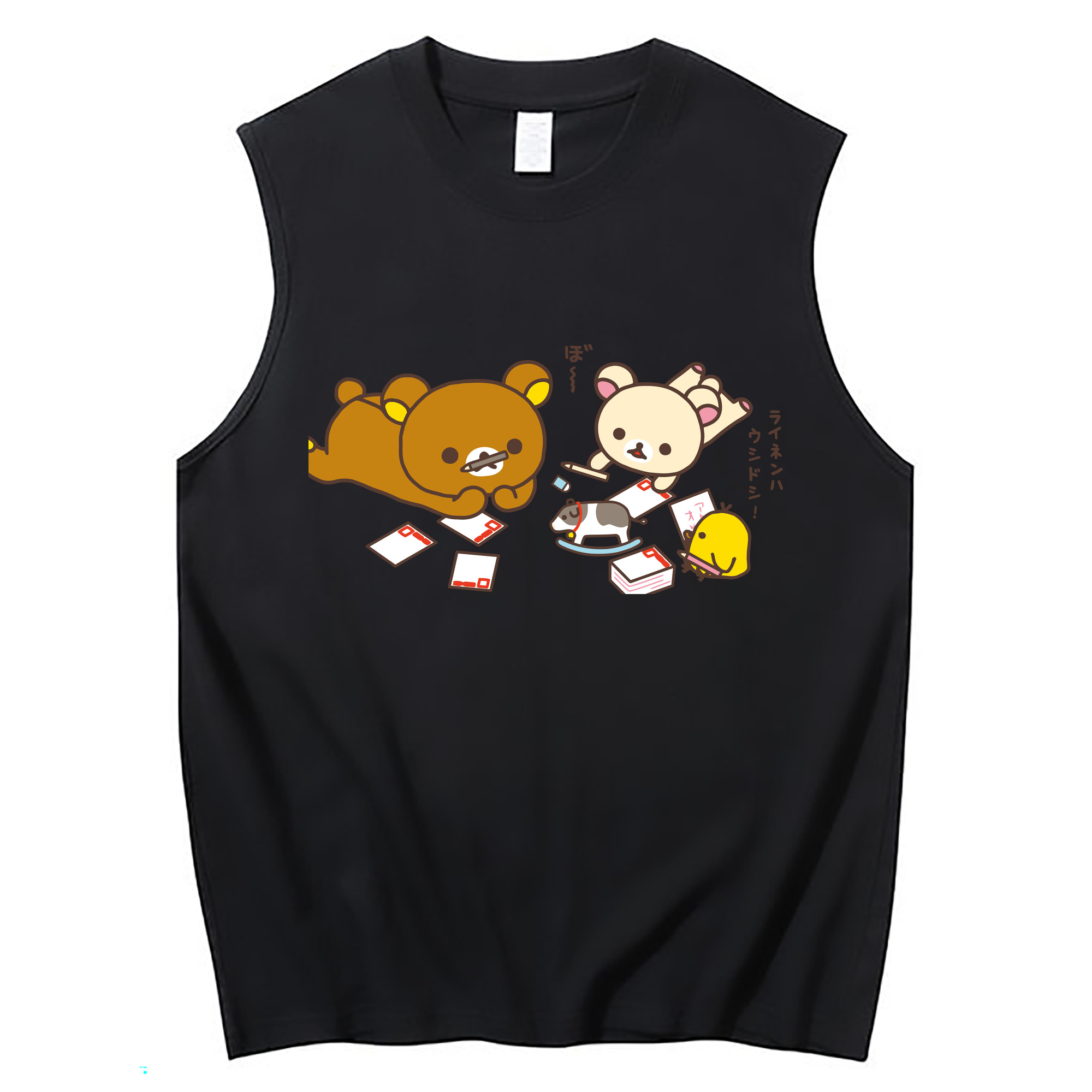（画像用） リラックマ リラックマ キイロイトリ Rilakkuma Korilakkuma Kiiroitori コットン100％タンクトップ（フロントプリント）