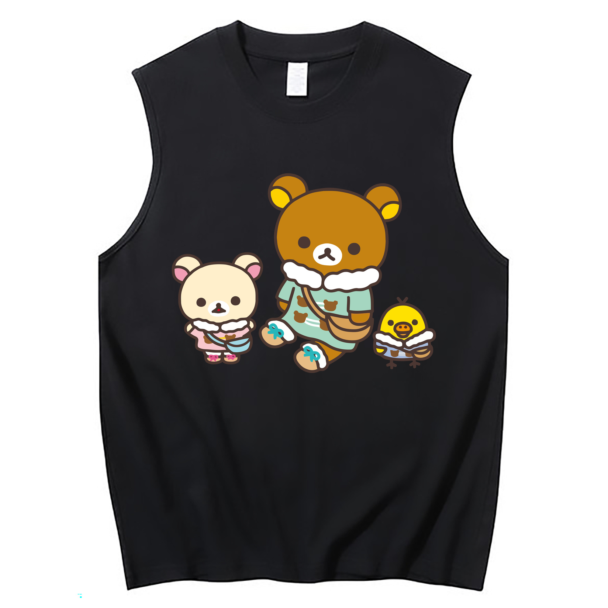 （画像用） リラックマ リラックマ キイロイトリ Rilakkuma Korilakkuma Kiiroitori コットン100％タンクトップ（フロントプリント）