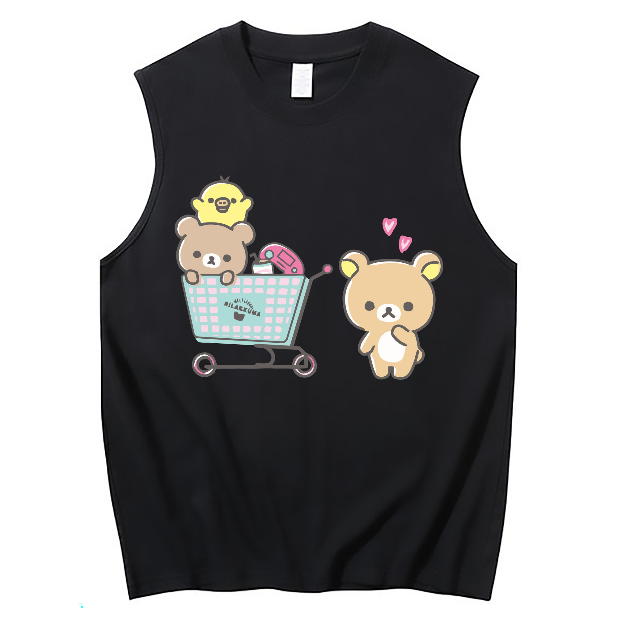 （画像用） リラックマ リラックマ キイロイトリ Rilakkuma Korilakkuma Kiiroitori コットン100％タンクトップ（フロントプリント）