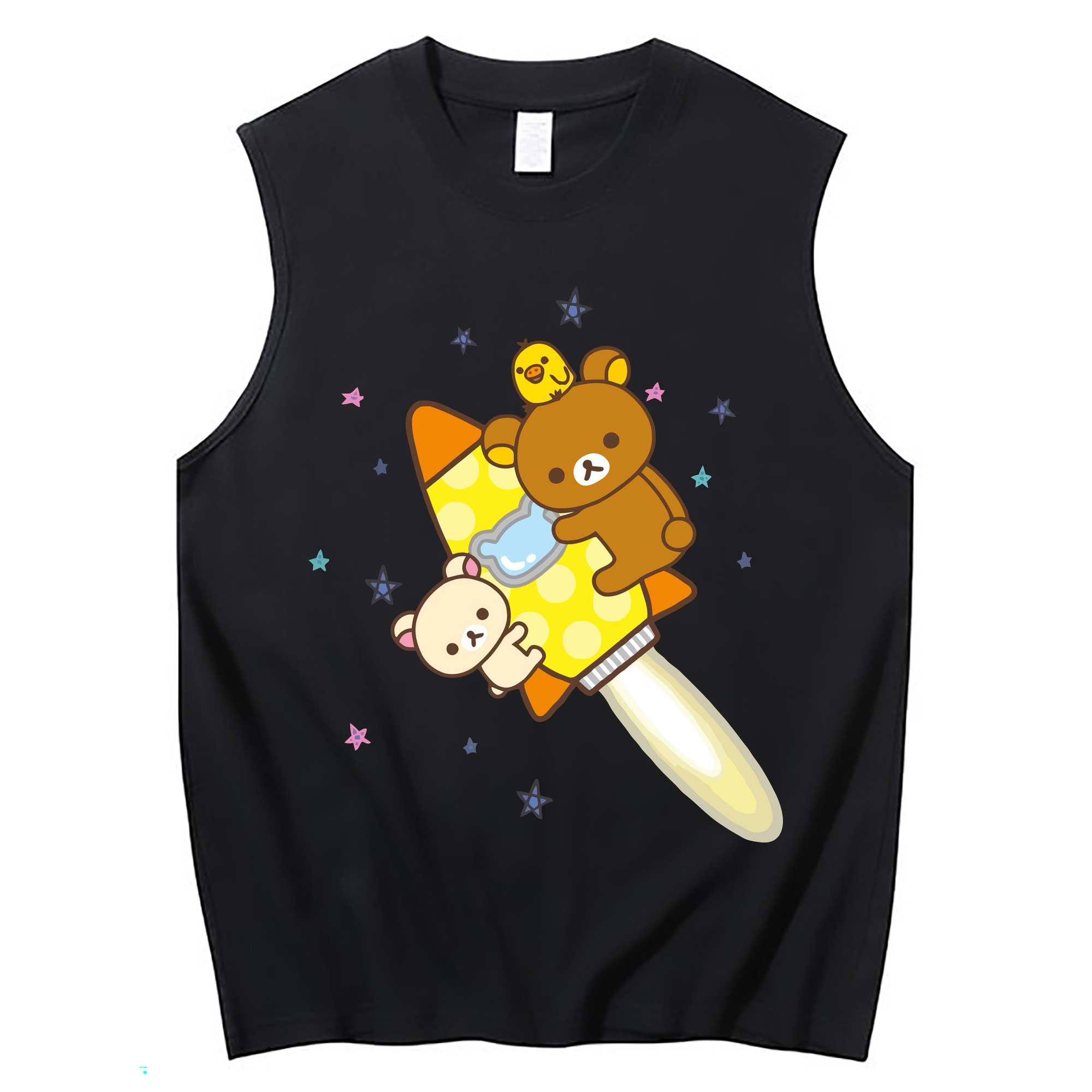 （画像用） リラックマ リラックマ キイロイトリ Rilakkuma Korilakkuma Kiiroitori コットン100％タンクトップ（フロントプリント）