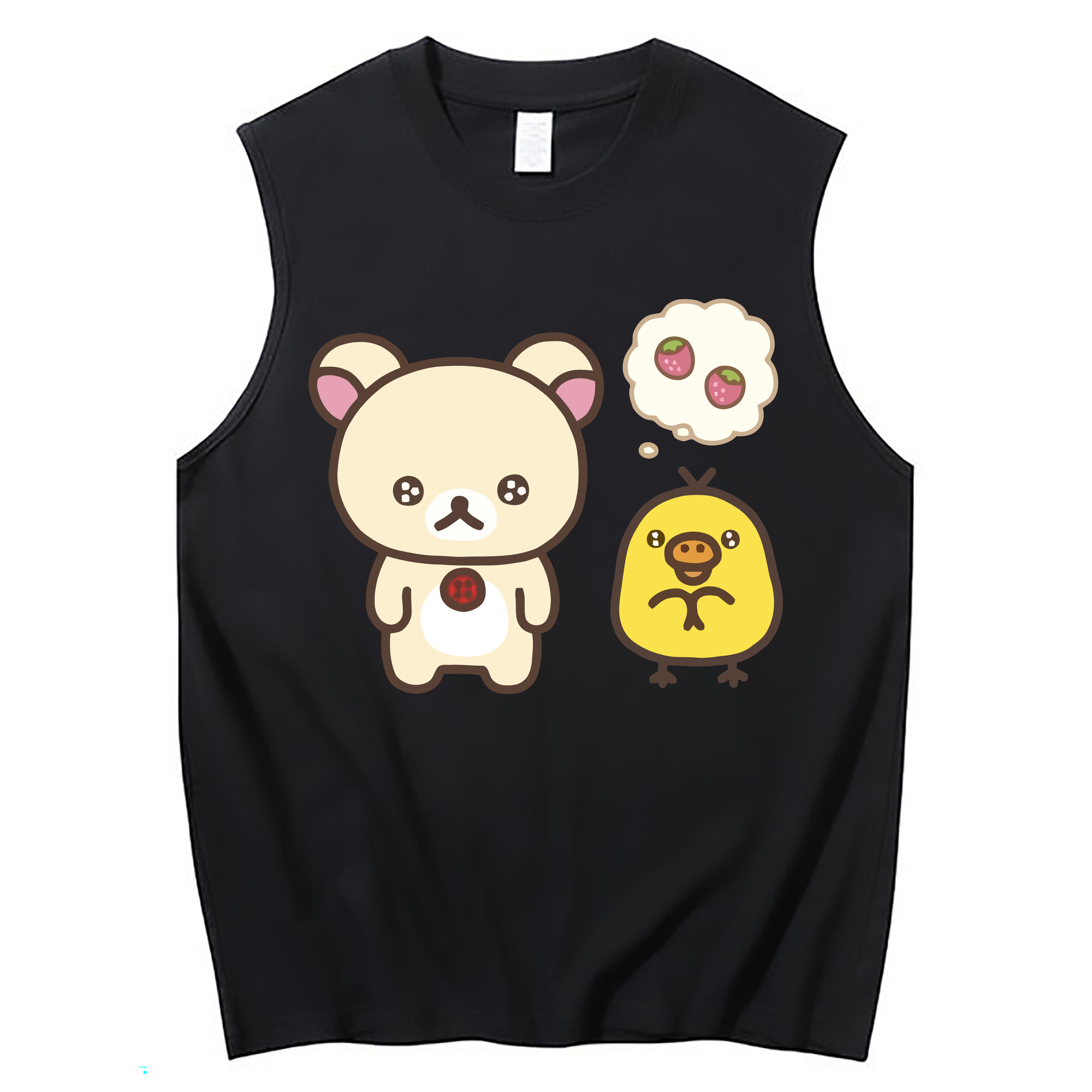 （画像用） リラックマ リラックマ キイロイトリ Rilakkuma Korilakkuma Kiiroitori コットン100％タンクトップ（フロントプリント）