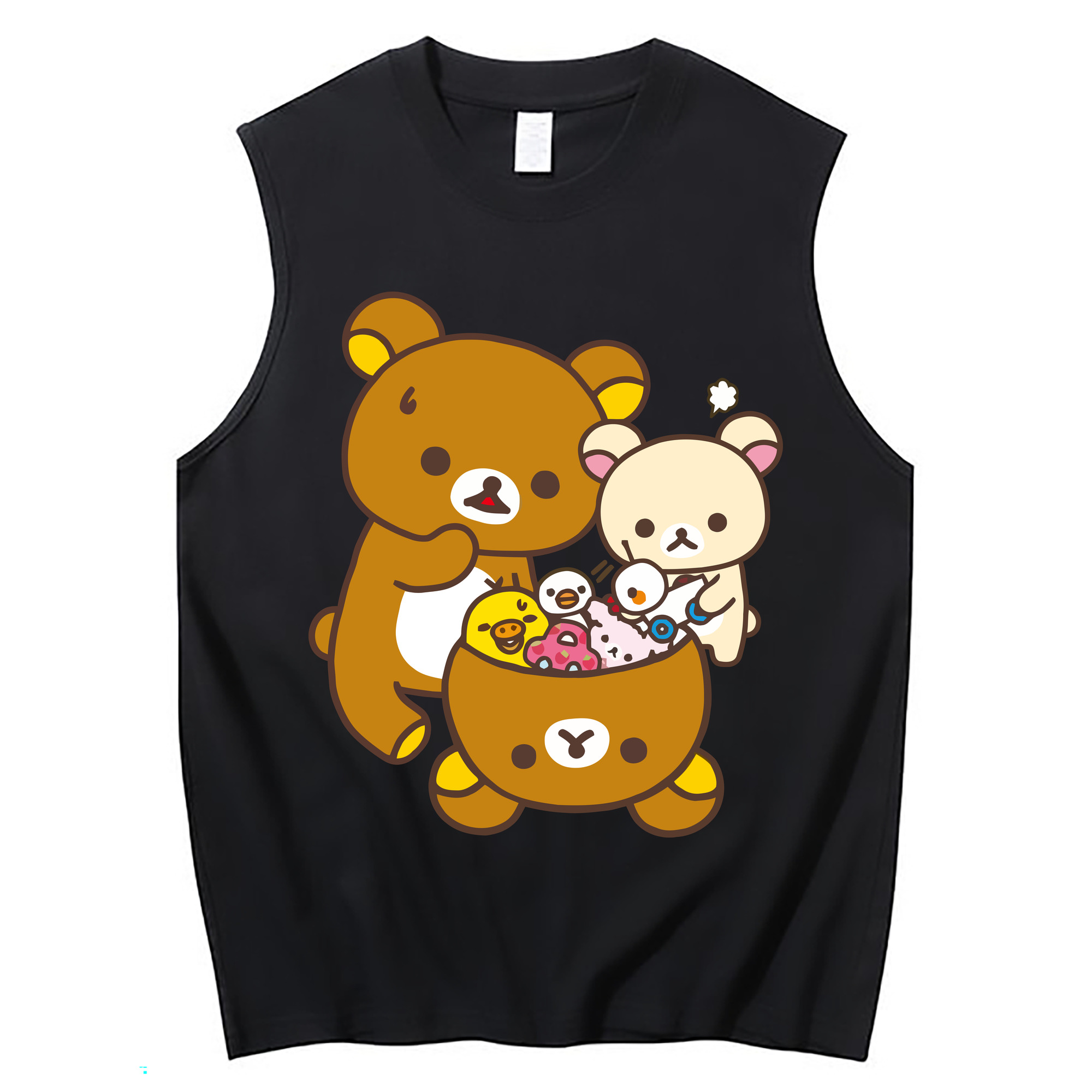（画像用） リラックマ リラックマ キイロイトリ Rilakkuma Korilakkuma Kiiroitori コットン100％タンクトップ（フロントプリント）
