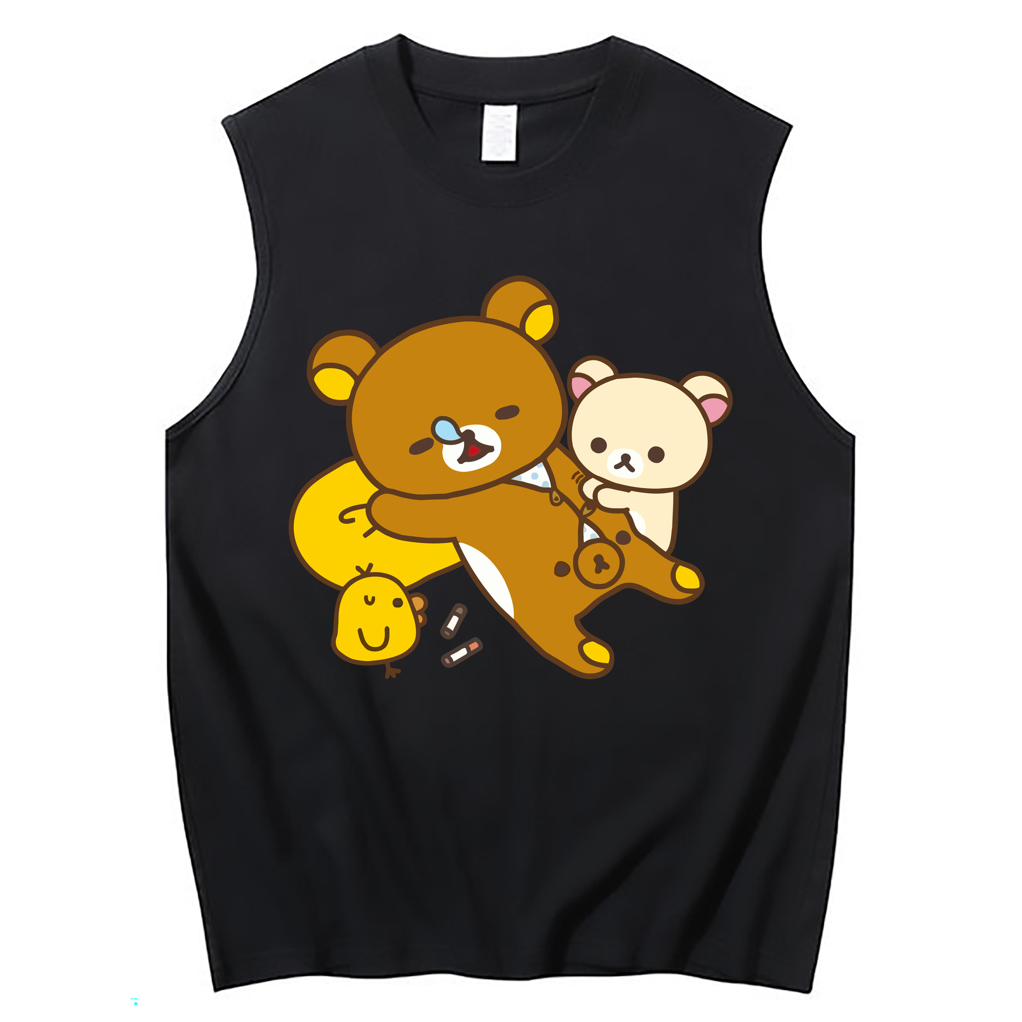 （画像用） リラックマ リラックマ キイロイトリ Rilakkuma Korilakkuma Kiiroitori コットン100％タンクトップ（フロントプリント）