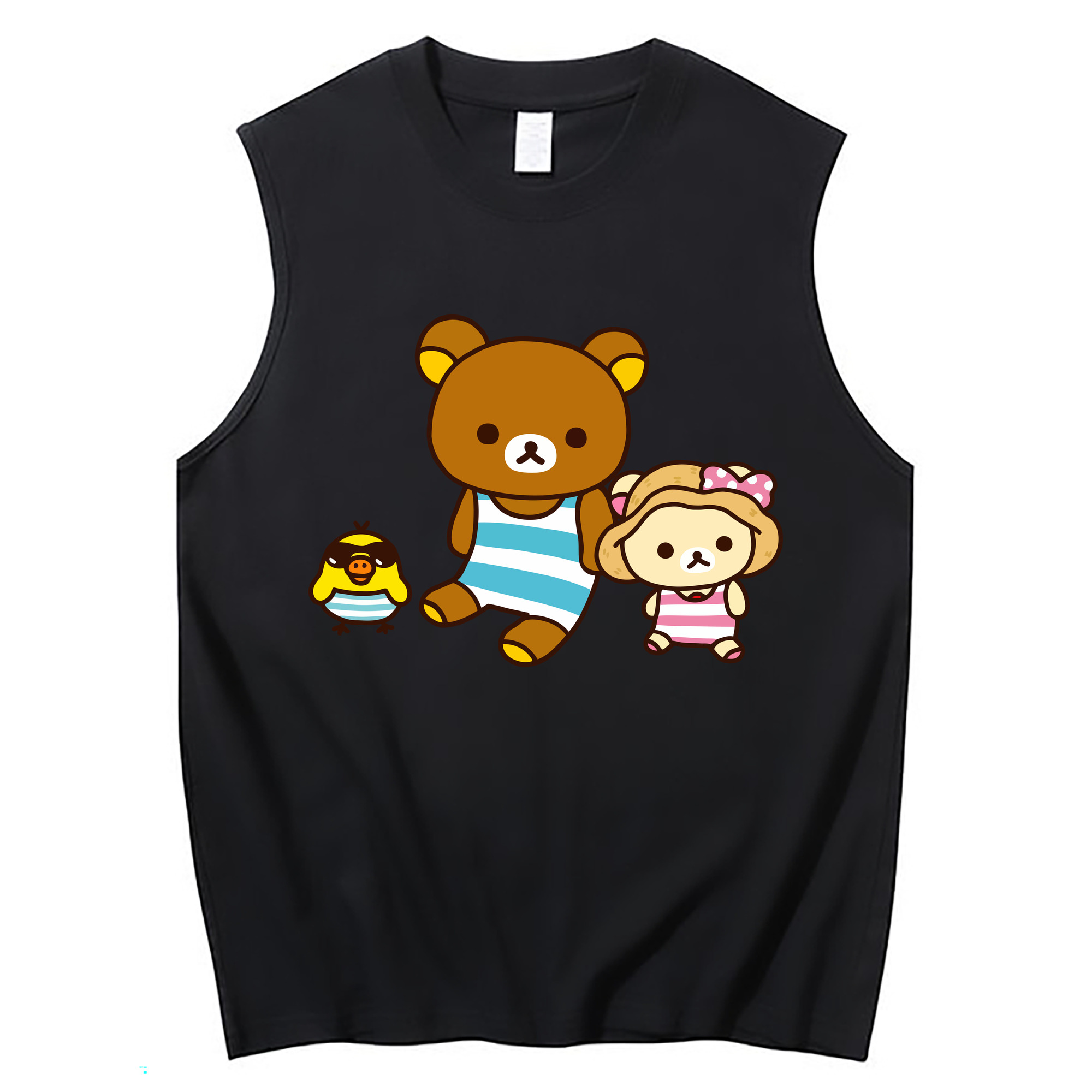 （画像用） リラックマ リラックマ キイロイトリ Rilakkuma Korilakkuma Kiiroitori コットン100％タンクトップ（フロントプリント）