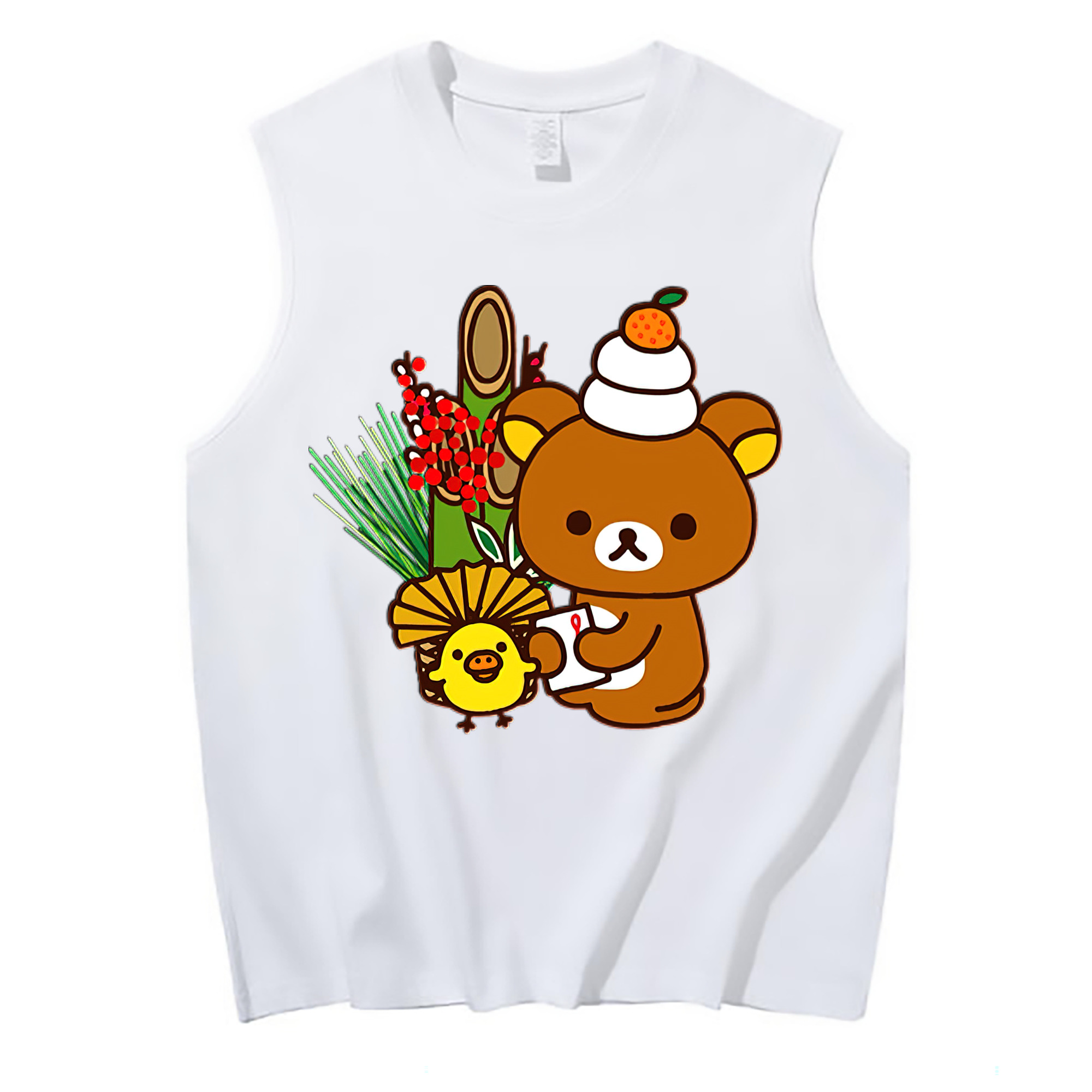（画像用） リラックマ リラックマ キイロイトリ Rilakkuma Korilakkuma Kiiroitori コットン100％タンクトップ（フロントプリント）