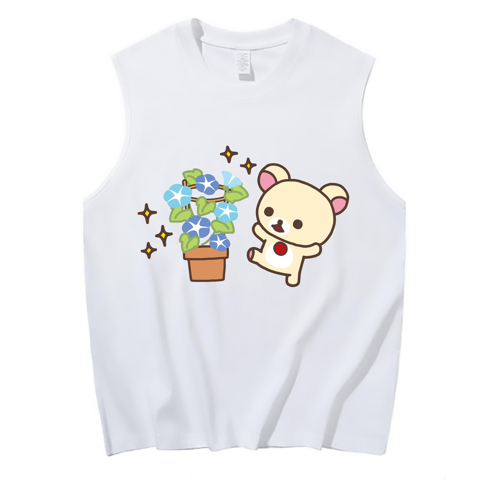 （画像用） リラックマ リラックマ キイロイトリ Rilakkuma Korilakkuma Kiiroitori コットン100％タンクトップ（フロントプリント）