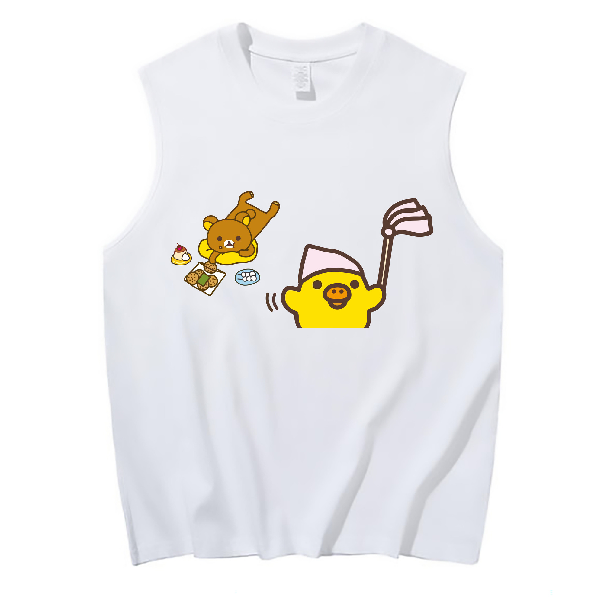 （画像用） リラックマ リラックマ キイロイトリ Rilakkuma Korilakkuma Kiiroitori コットン100％タンクトップ（フロントプリント）
