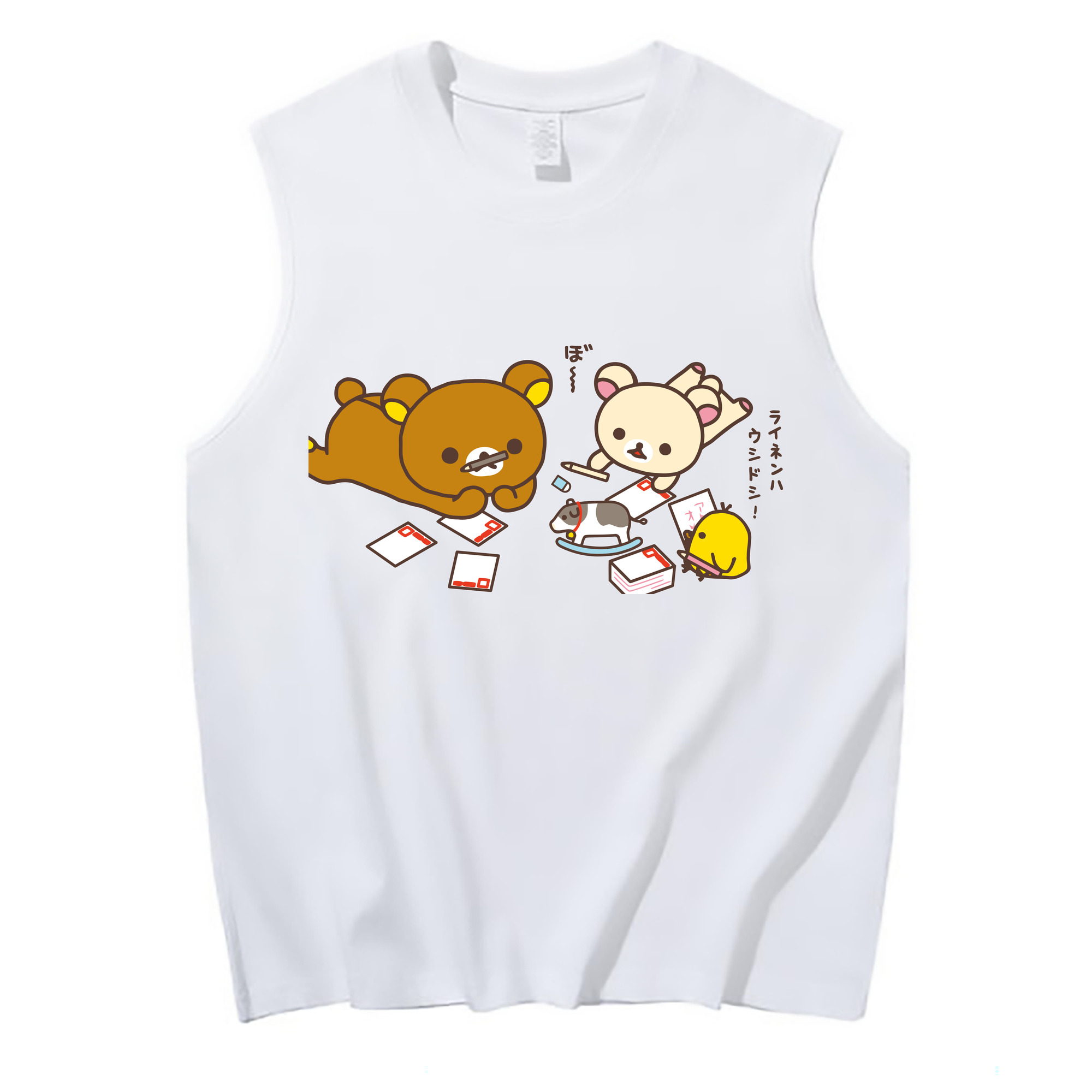 （画像用） リラックマ リラックマ キイロイトリ Rilakkuma Korilakkuma Kiiroitori コットン100％タンクトップ（フロントプリント）