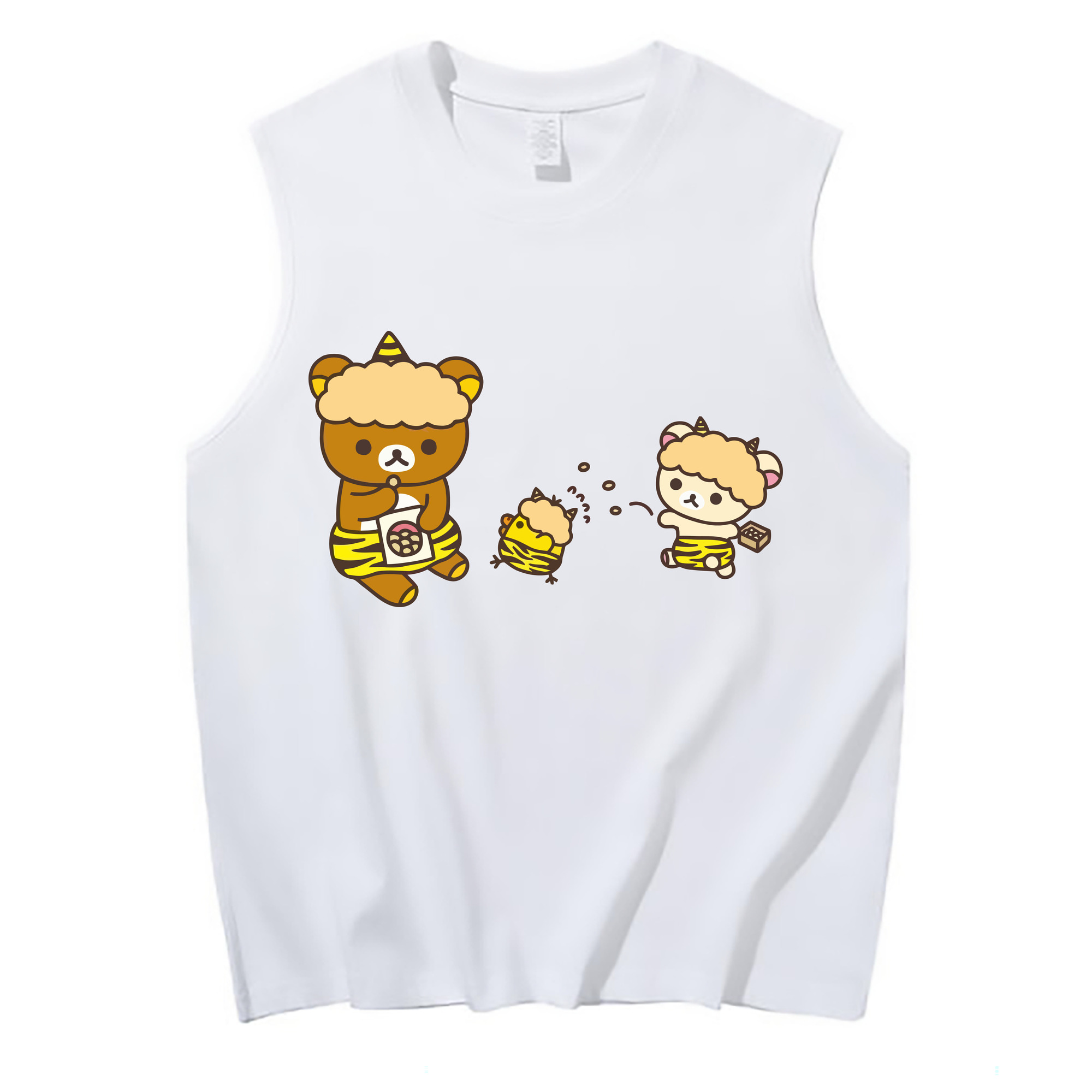（画像用） リラックマ リラックマ キイロイトリ Rilakkuma Korilakkuma Kiiroitori コットン100％タンクトップ（フロントプリント）