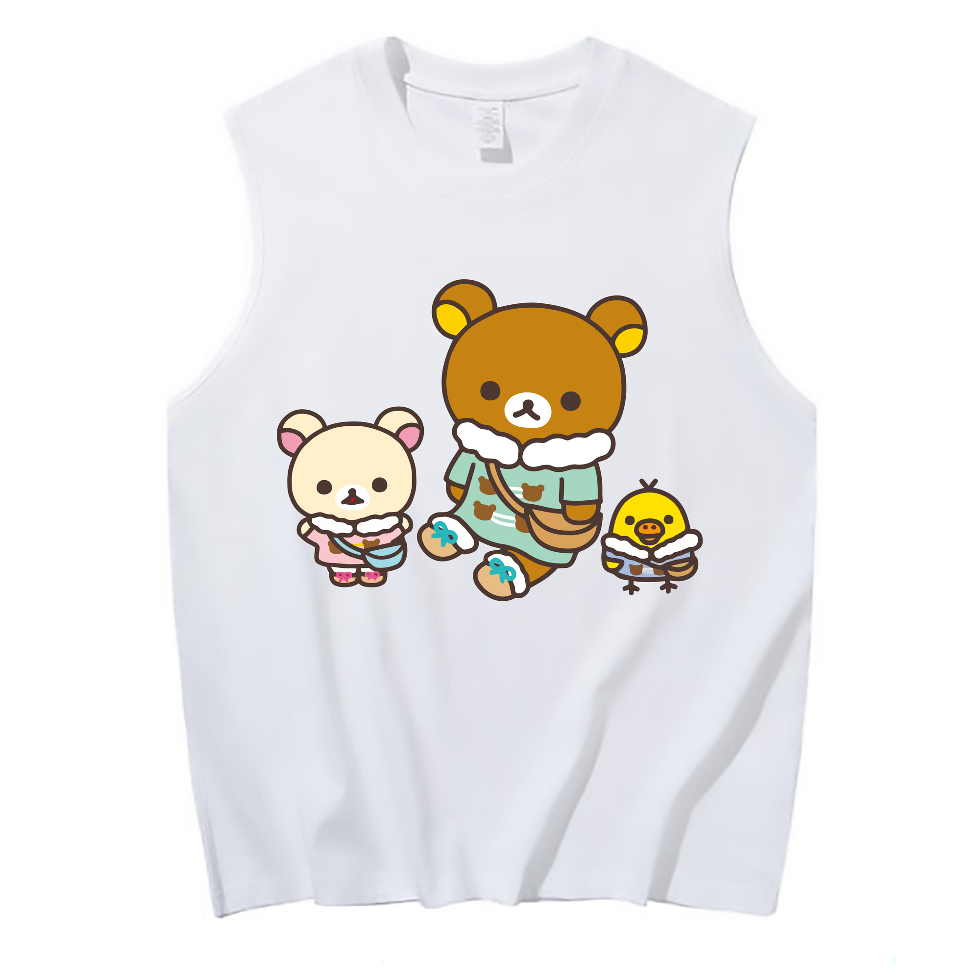 （画像用） リラックマ リラックマ キイロイトリ Rilakkuma Korilakkuma Kiiroitori コットン100％タンクトップ（フロントプリント）
