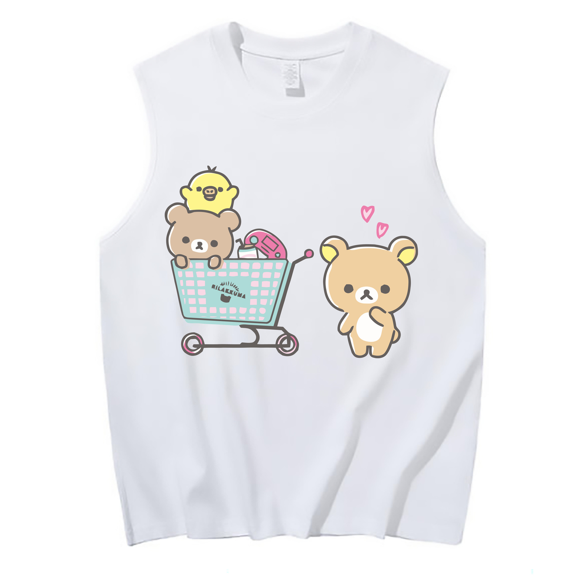（画像用） リラックマ リラックマ キイロイトリ Rilakkuma Korilakkuma Kiiroitori コットン100％タンクトップ（フロントプリント）