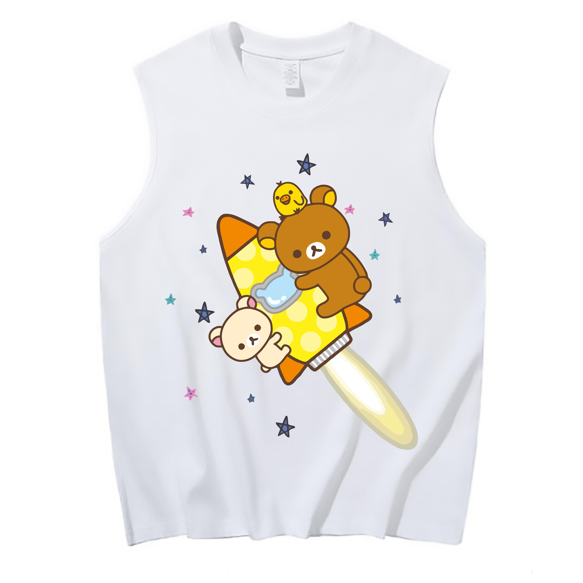 （画像用） リラックマ リラックマ キイロイトリ Rilakkuma Korilakkuma Kiiroitori コットン100％タンクトップ（フロントプリント）