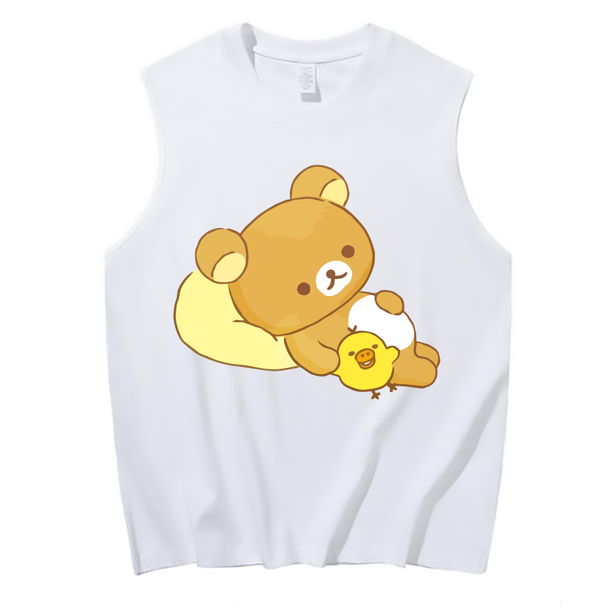 （画像用） リラックマ リラックマ キイロイトリ Rilakkuma Korilakkuma Kiiroitori コットン100％タンクトップ（フロントプリント）