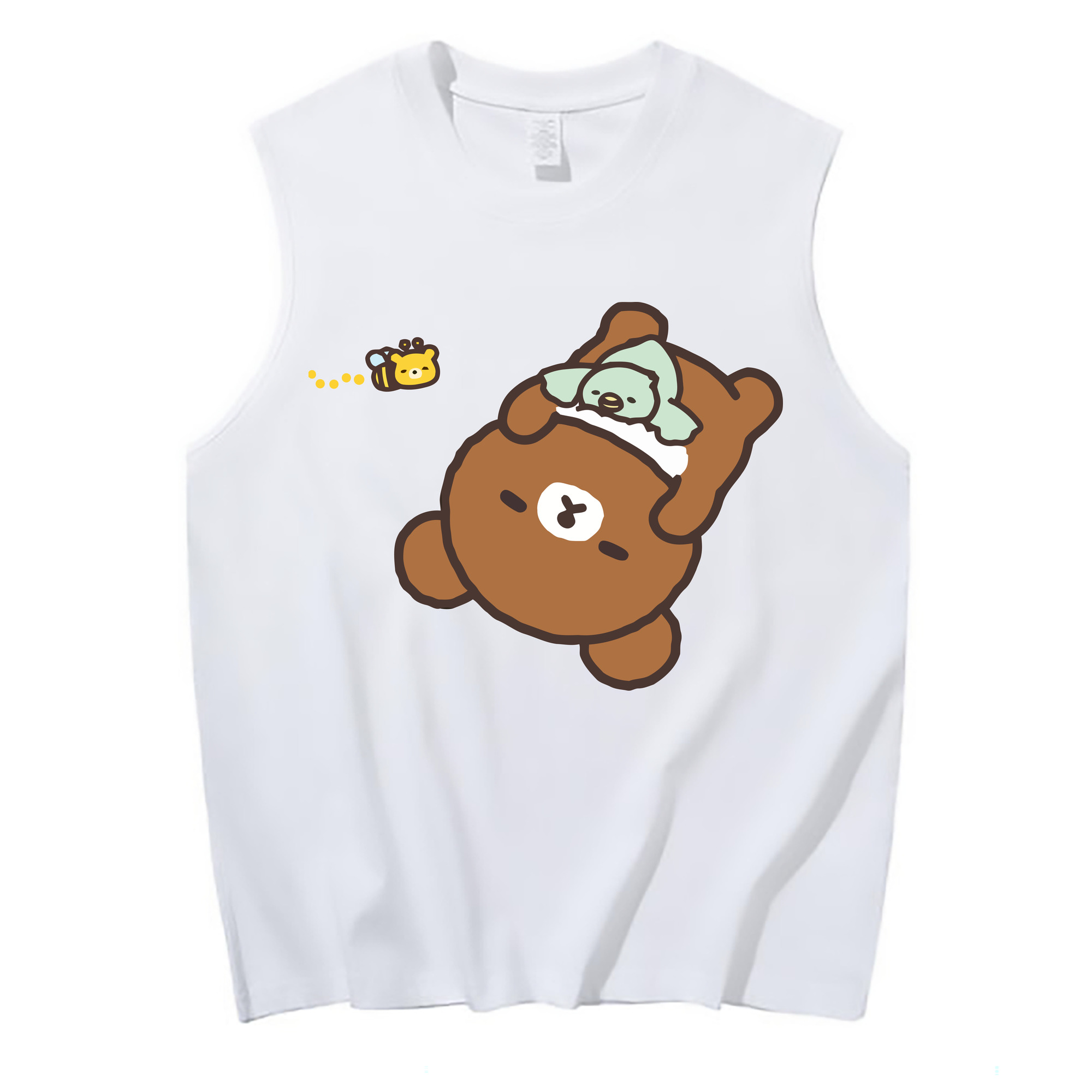 （画像用） リラックマ リラックマ キイロイトリ Rilakkuma Korilakkuma Kiiroitori コットン100％タンクトップ（フロントプリント）