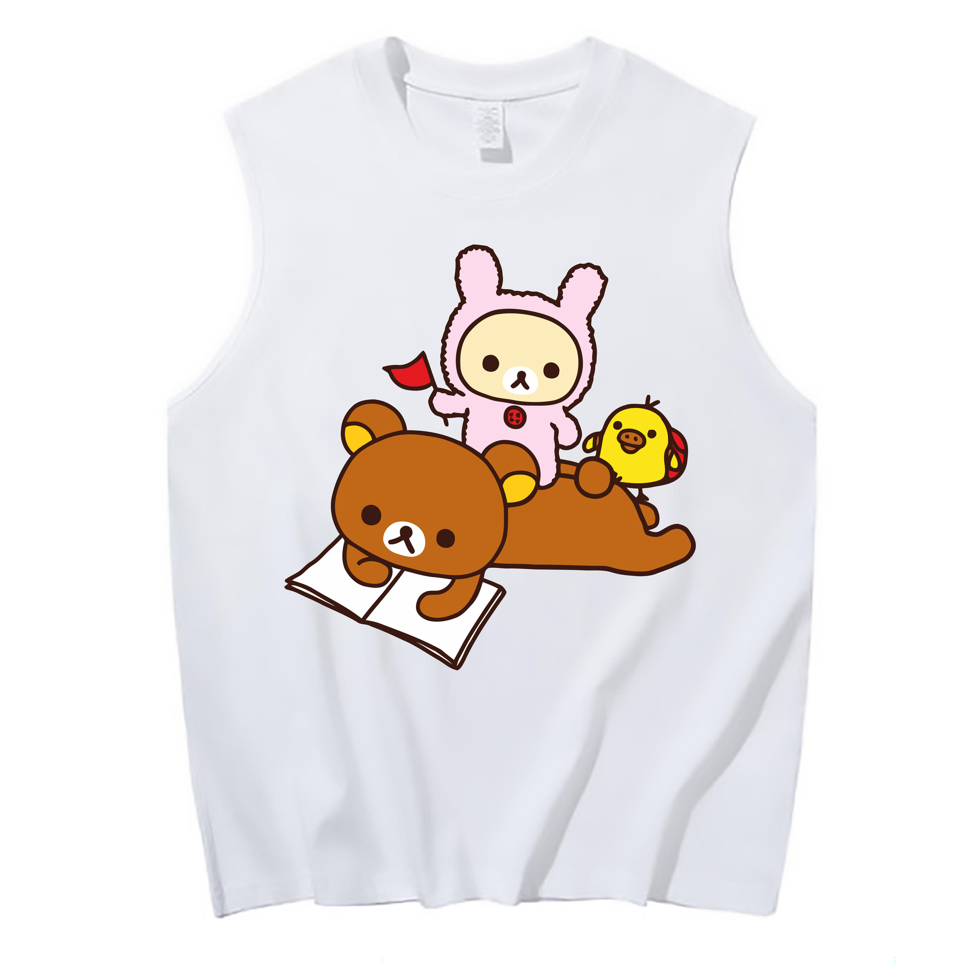 （画像用） リラックマ リラックマ キイロイトリ Rilakkuma Korilakkuma Kiiroitori コットン100％タンクトップ（フロントプリント）