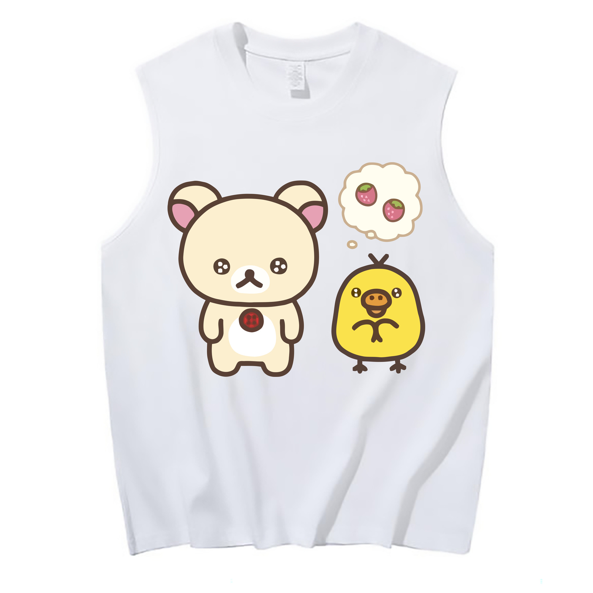 （画像用） リラックマ リラックマ キイロイトリ Rilakkuma Korilakkuma Kiiroitori コットン100％タンクトップ（フロントプリント）