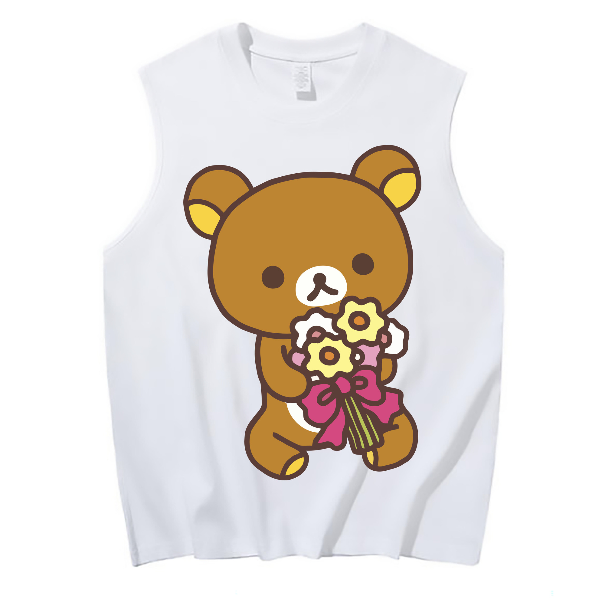 （画像用） リラックマ リラックマ キイロイトリ Rilakkuma Korilakkuma Kiiroitori コットン100％タンクトップ（フロントプリント）