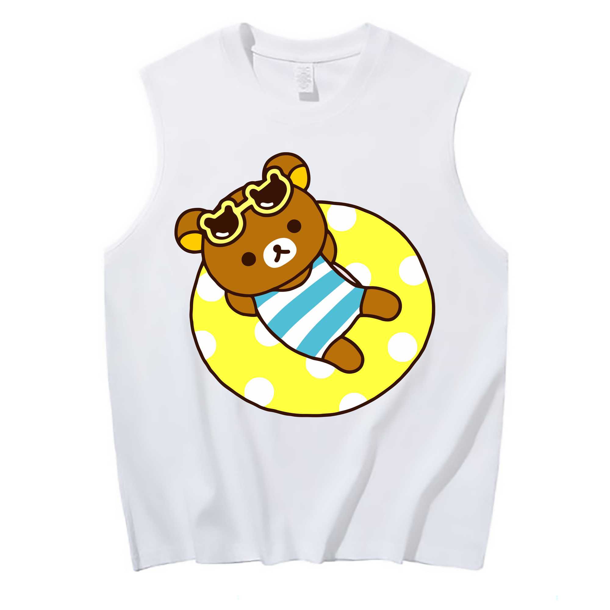 （画像用） リラックマ リラックマ キイロイトリ Rilakkuma Korilakkuma Kiiroitori コットン100％タンクトップ（フロントプリント）
