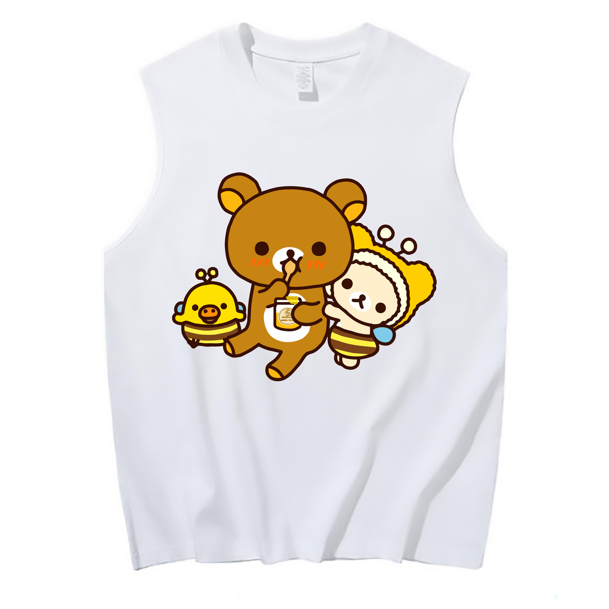 （画像用） リラックマ リラックマ キイロイトリ Rilakkuma Korilakkuma Kiiroitori コットン100％タンクトップ（フロントプリント）