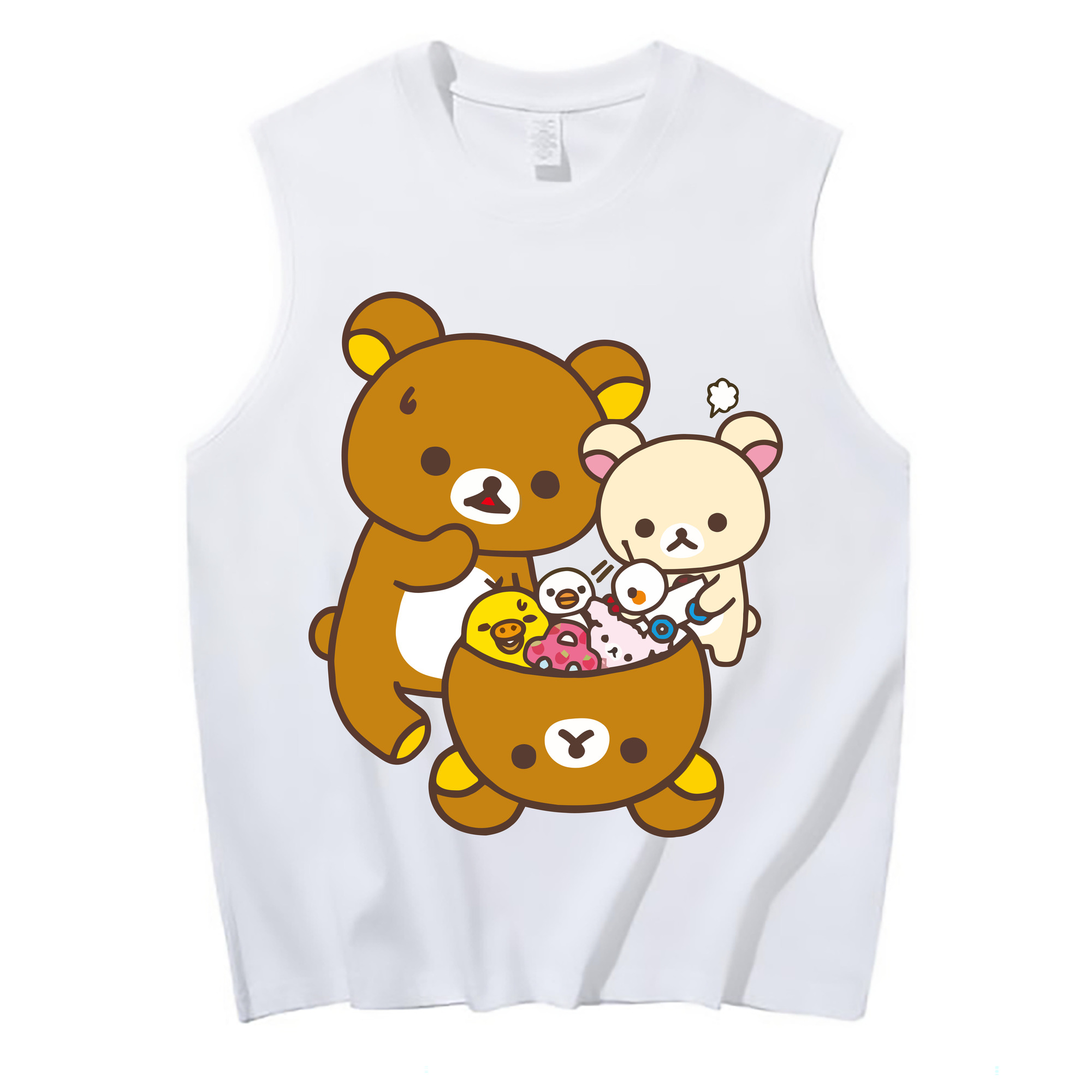 （画像用） リラックマ リラックマ キイロイトリ Rilakkuma Korilakkuma Kiiroitori コットン100％タンクトップ（フロントプリント）