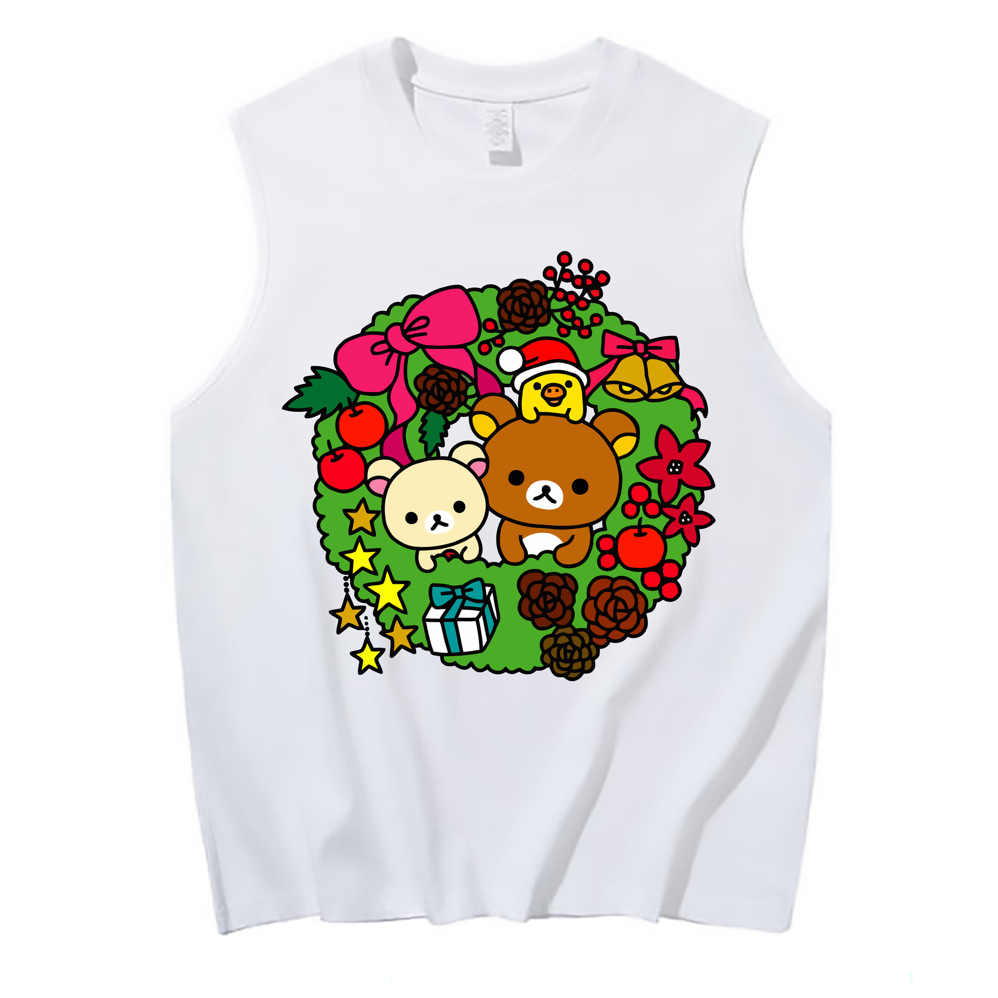 （画像用） リラックマ リラックマ キイロイトリ Rilakkuma Korilakkuma Kiiroitori コットン100％タンクトップ（フロントプリント）