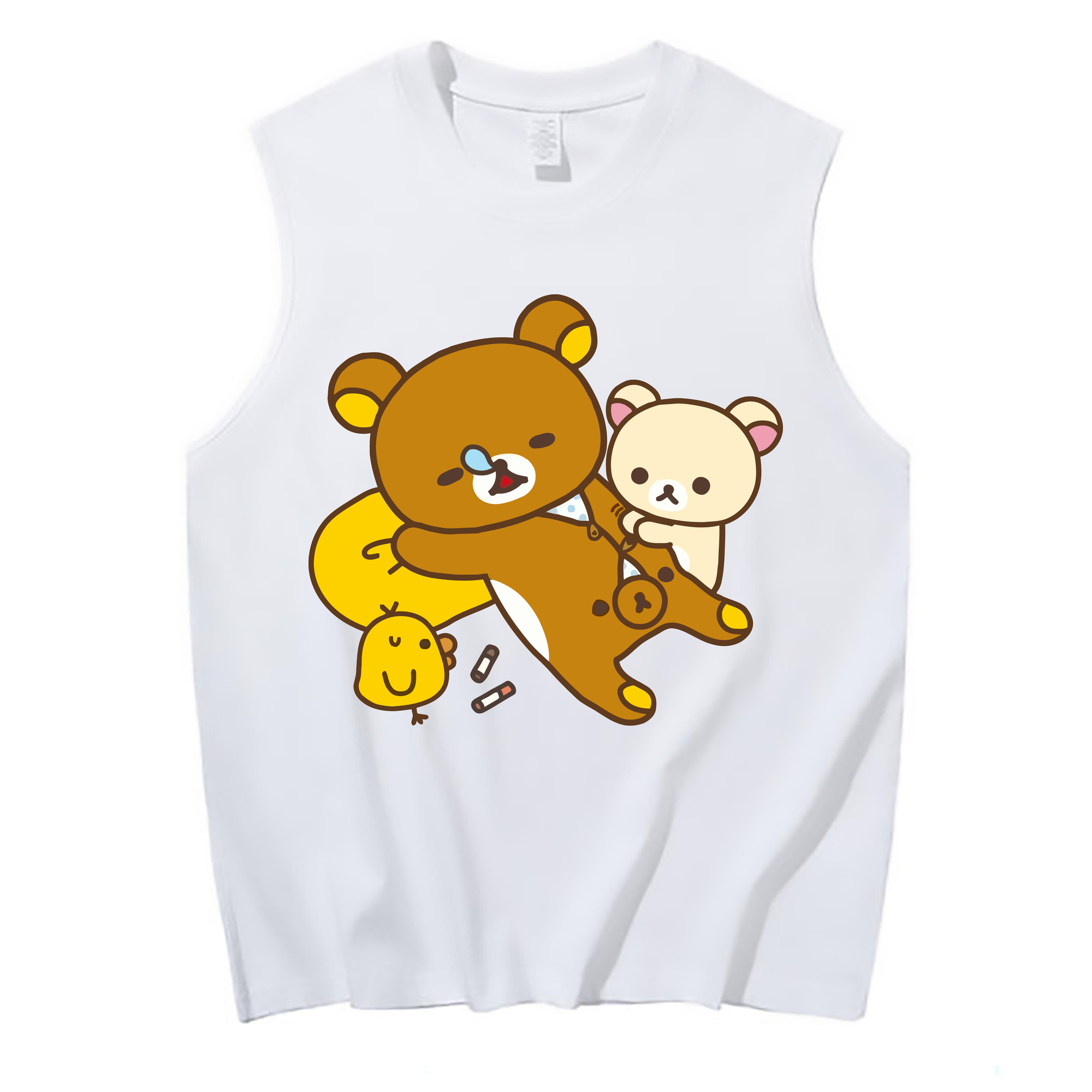 （画像用） リラックマ リラックマ キイロイトリ Rilakkuma Korilakkuma Kiiroitori コットン100％タンクトップ（フロントプリント）