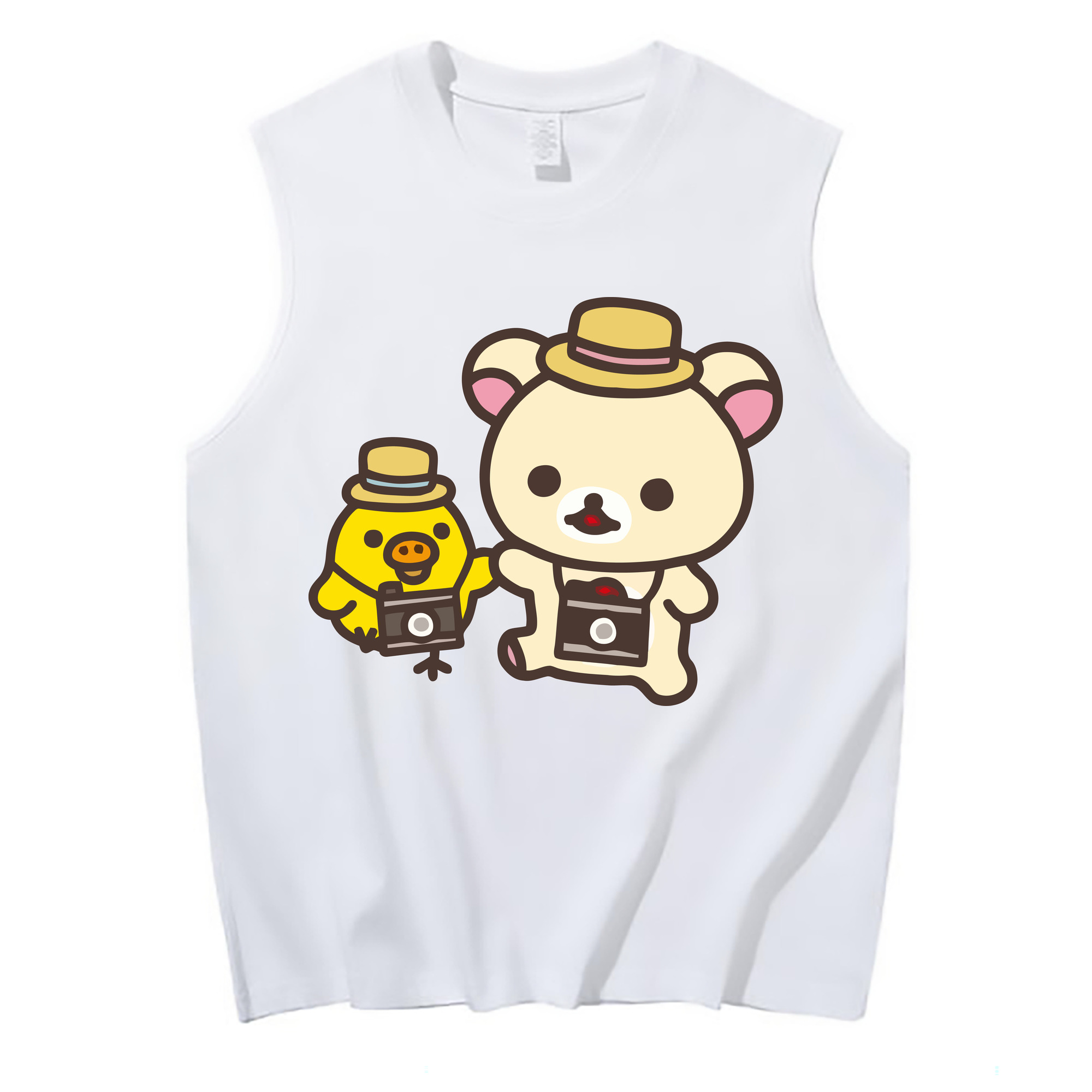 （画像用） リラックマ リラックマ キイロイトリ Rilakkuma Korilakkuma Kiiroitori コットン100％タンクトップ（フロントプリント）