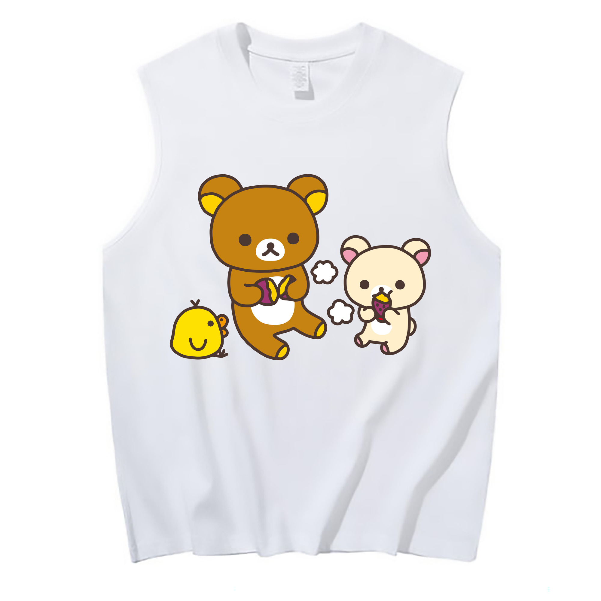 （画像用） リラックマ リラックマ キイロイトリ Rilakkuma Korilakkuma Kiiroitori コットン100％タンクトップ（フロントプリント）