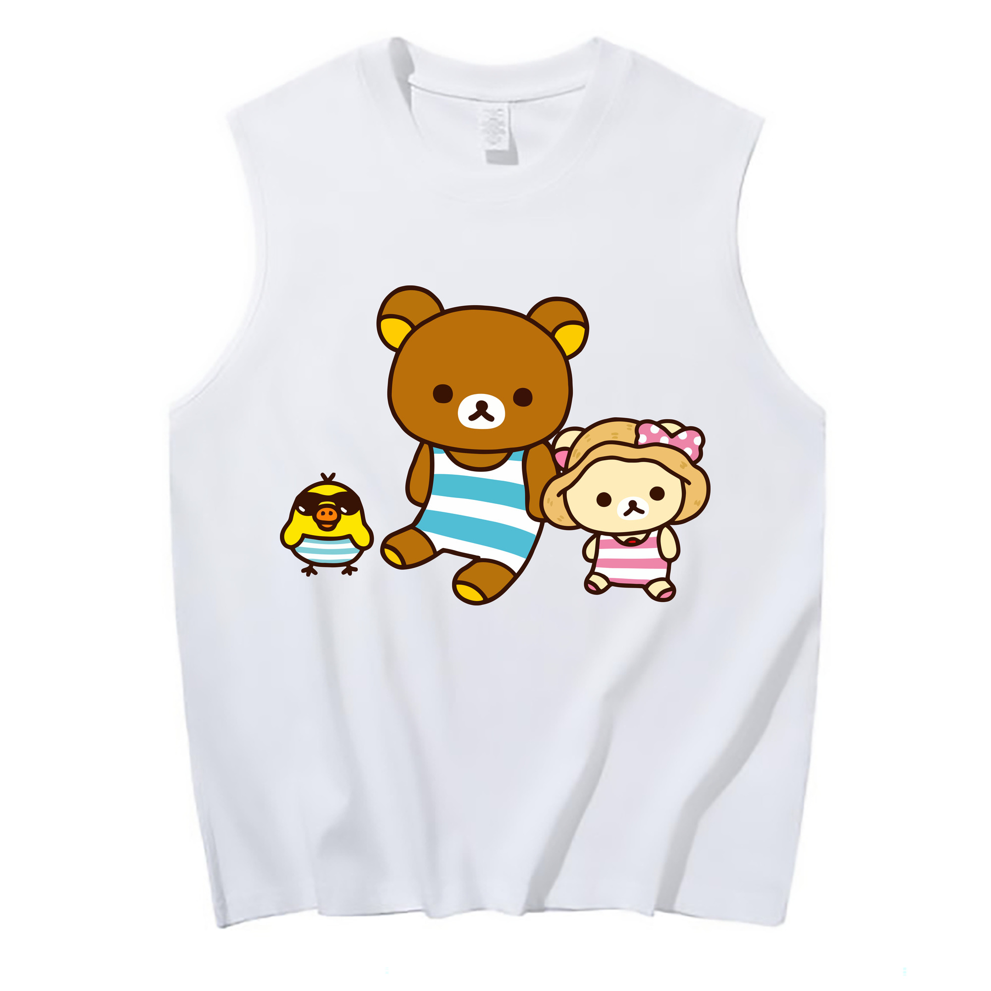 （画像用） リラックマ リラックマ キイロイトリ Rilakkuma Korilakkuma Kiiroitori コットン100％タンクトップ（フロントプリント）