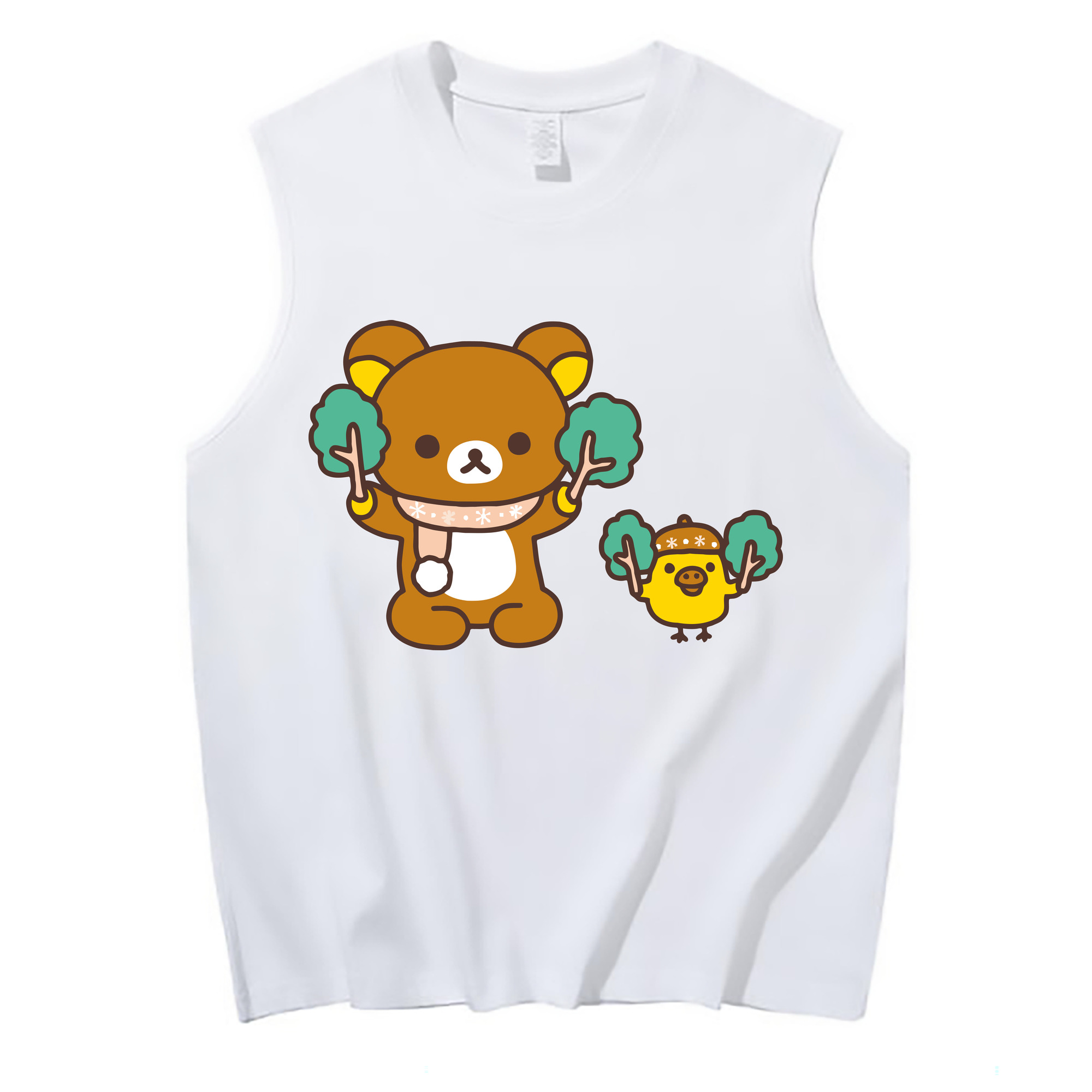 （画像用） リラックマ リラックマ キイロイトリ Rilakkuma Korilakkuma Kiiroitori コットン100％タンクトップ（フロントプリント）