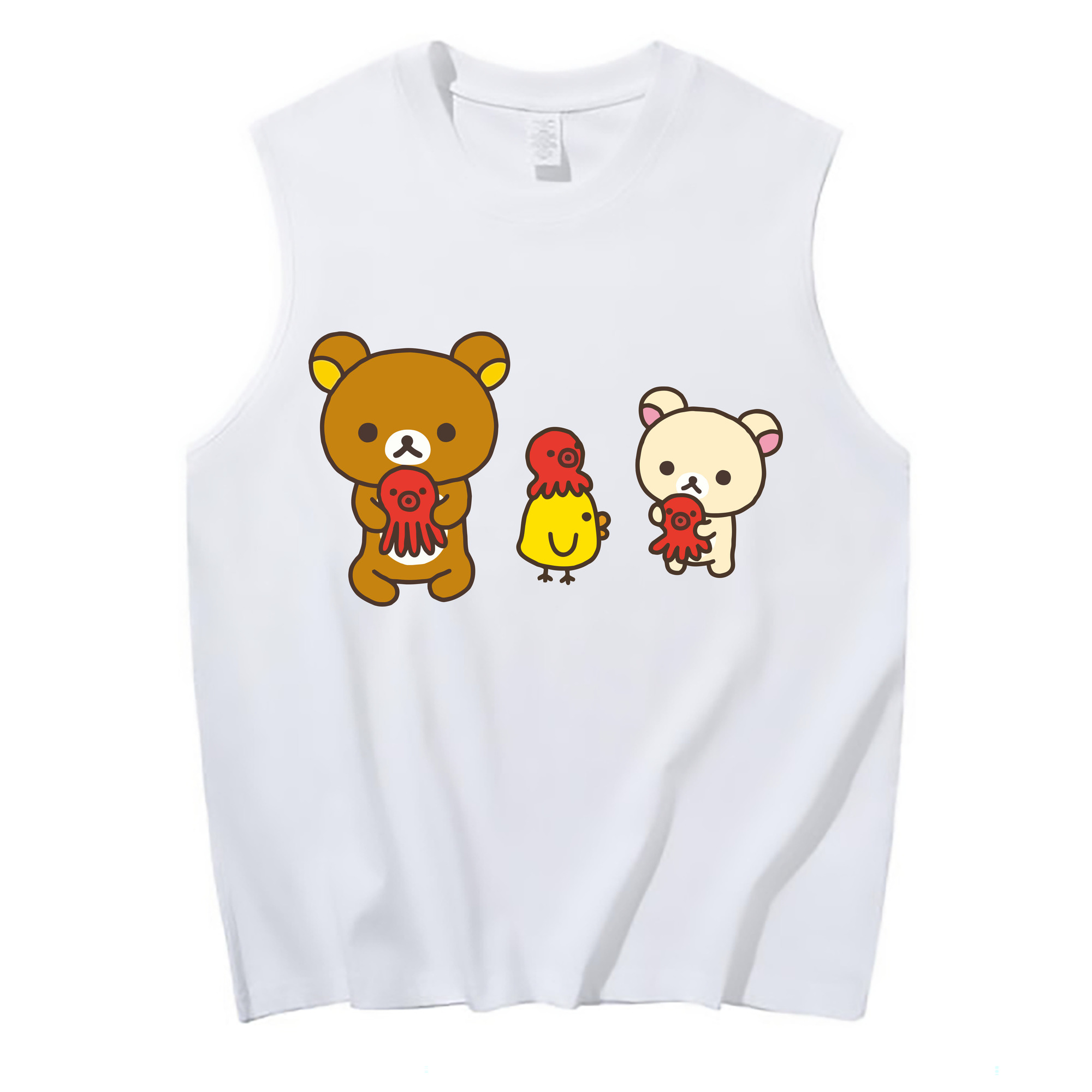 （画像用） リラックマ リラックマ キイロイトリ Rilakkuma Korilakkuma Kiiroitori コットン100％タンクトップ（フロントプリント）